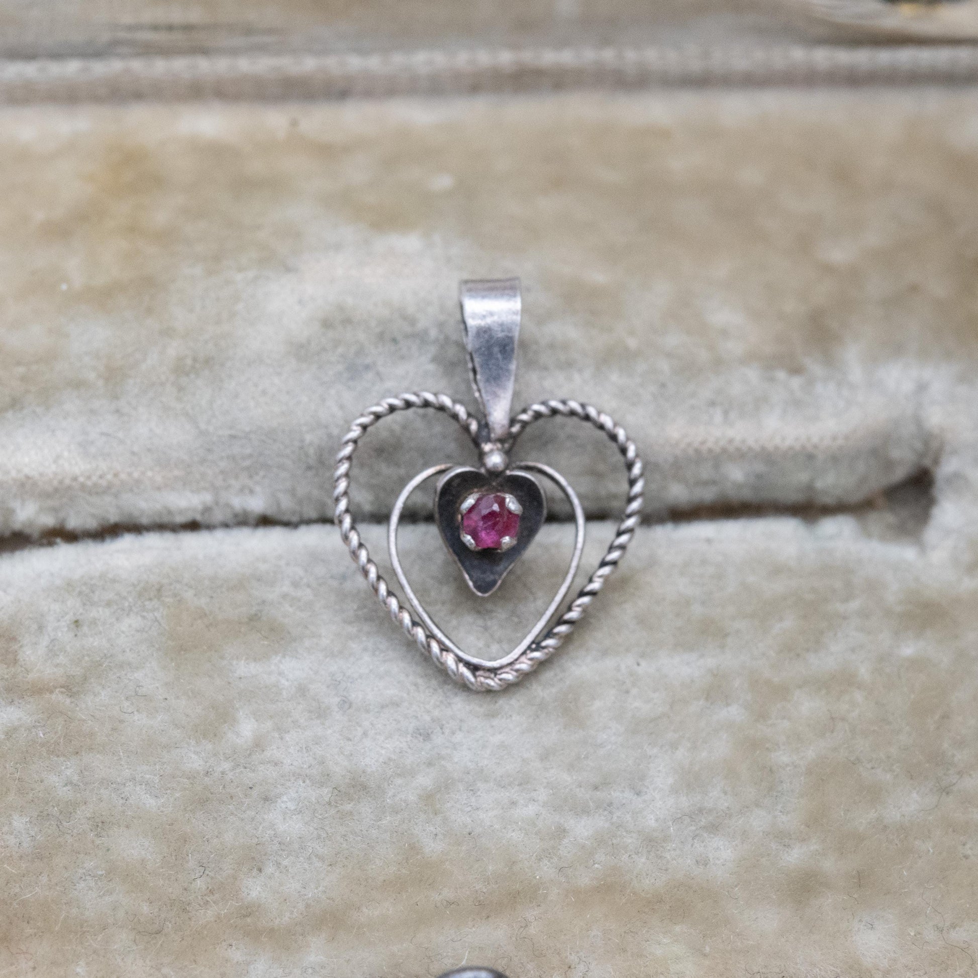 Sterling Silver Ruby Loveheart Pendant - Romantic Charm for Necklace Stack | Heart Jewellery Gift for Her