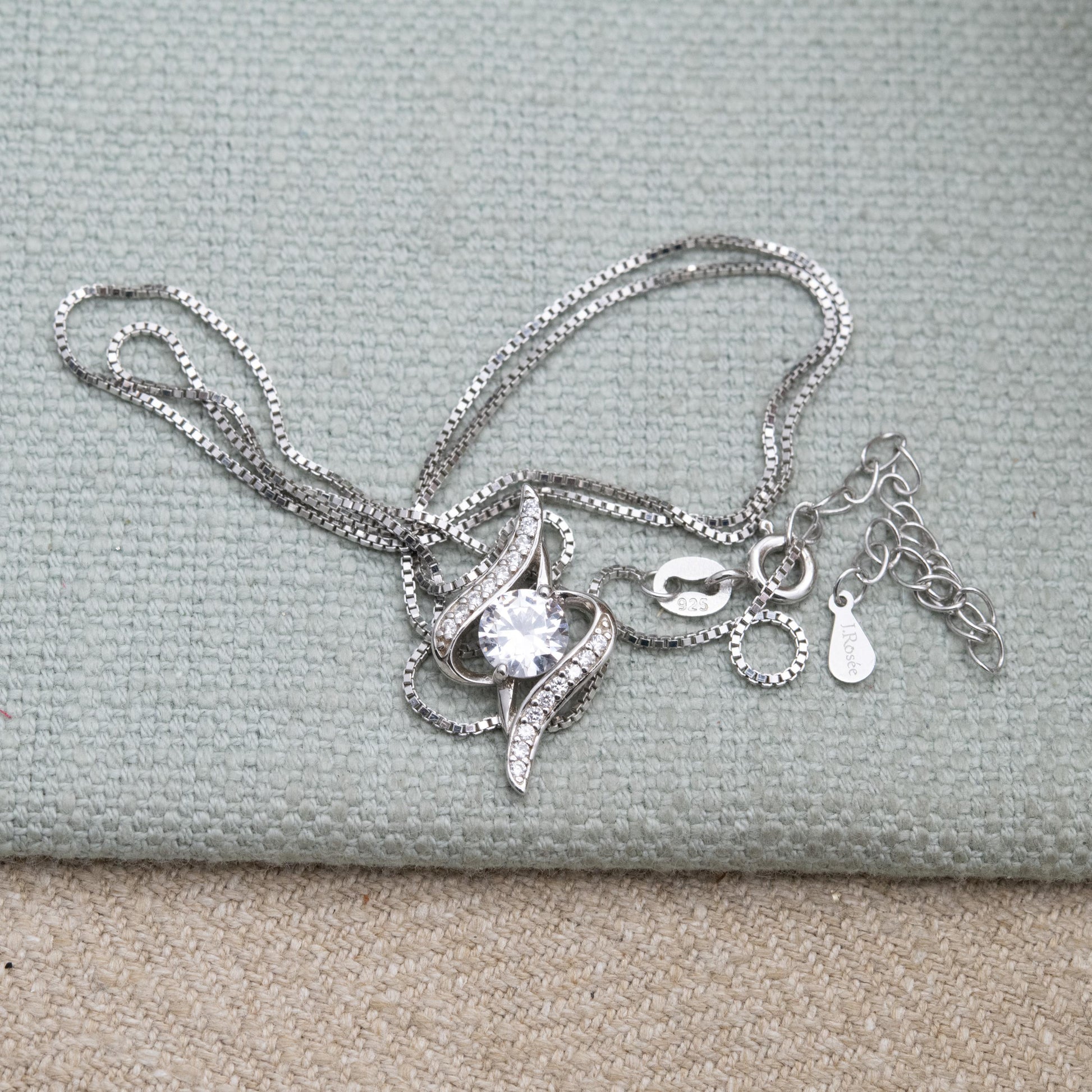 Sterling Silver CZ Pendant Necklace by J Rosée