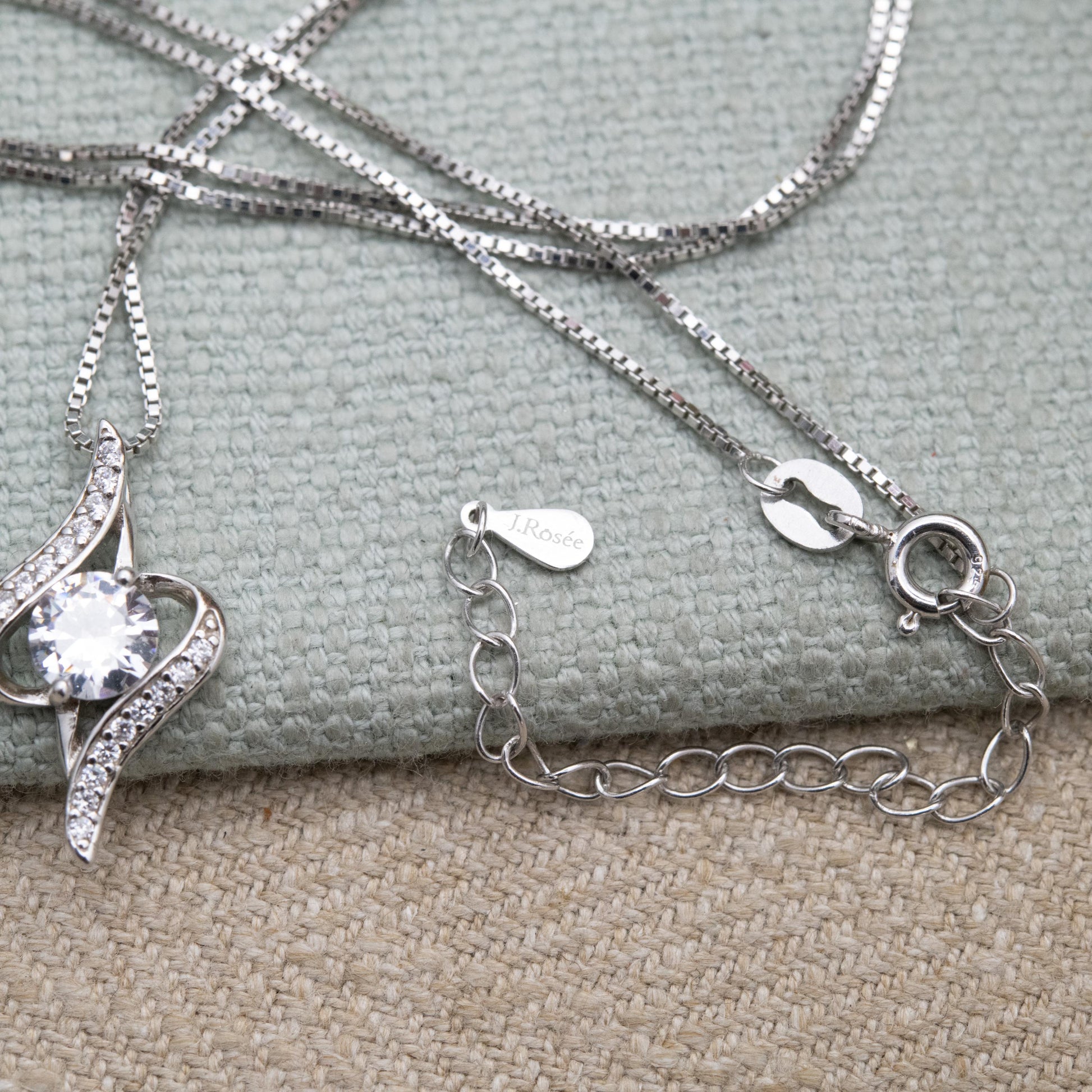 Sterling Silver CZ Pendant Necklace by J Rosée