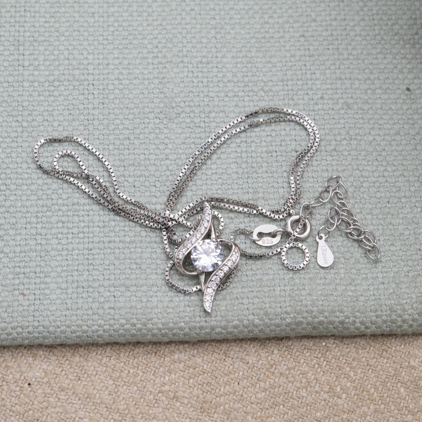 Sterling Silver CZ Pendant Necklace by J Rosée