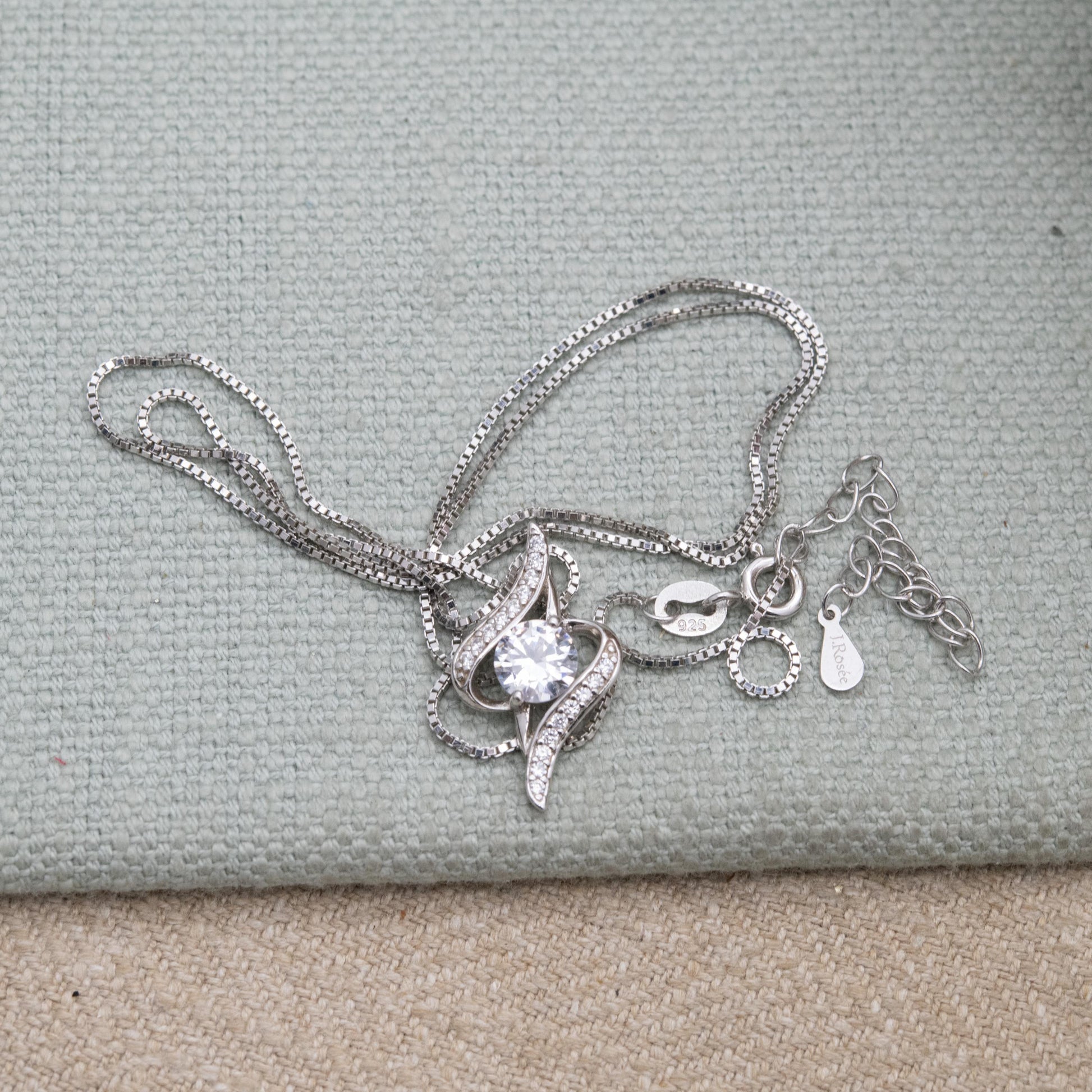 Sterling Silver CZ Pendant Necklace by J Rosée