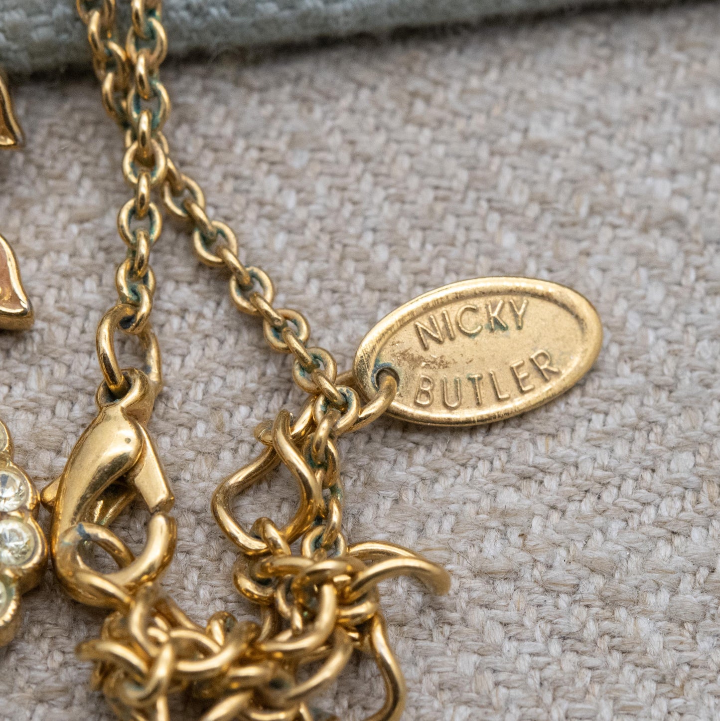 Vintage Nicky Butler Gold Tone Necklace with Leaf Drop Integral Pendant - Signed Designer Midcentury Costume Jewellery | 16" 18" Adjustable