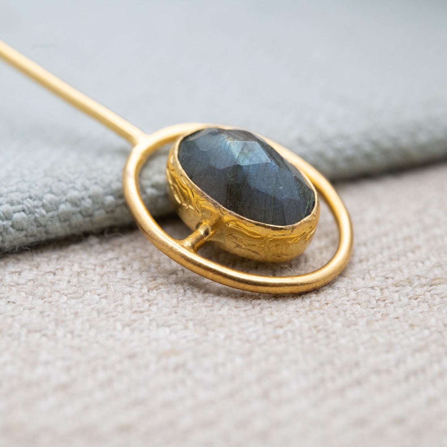 Gold Plated Sterling Silver Labradorite Pendant with Faceted Gemstone - Minimalist Gift for Her
