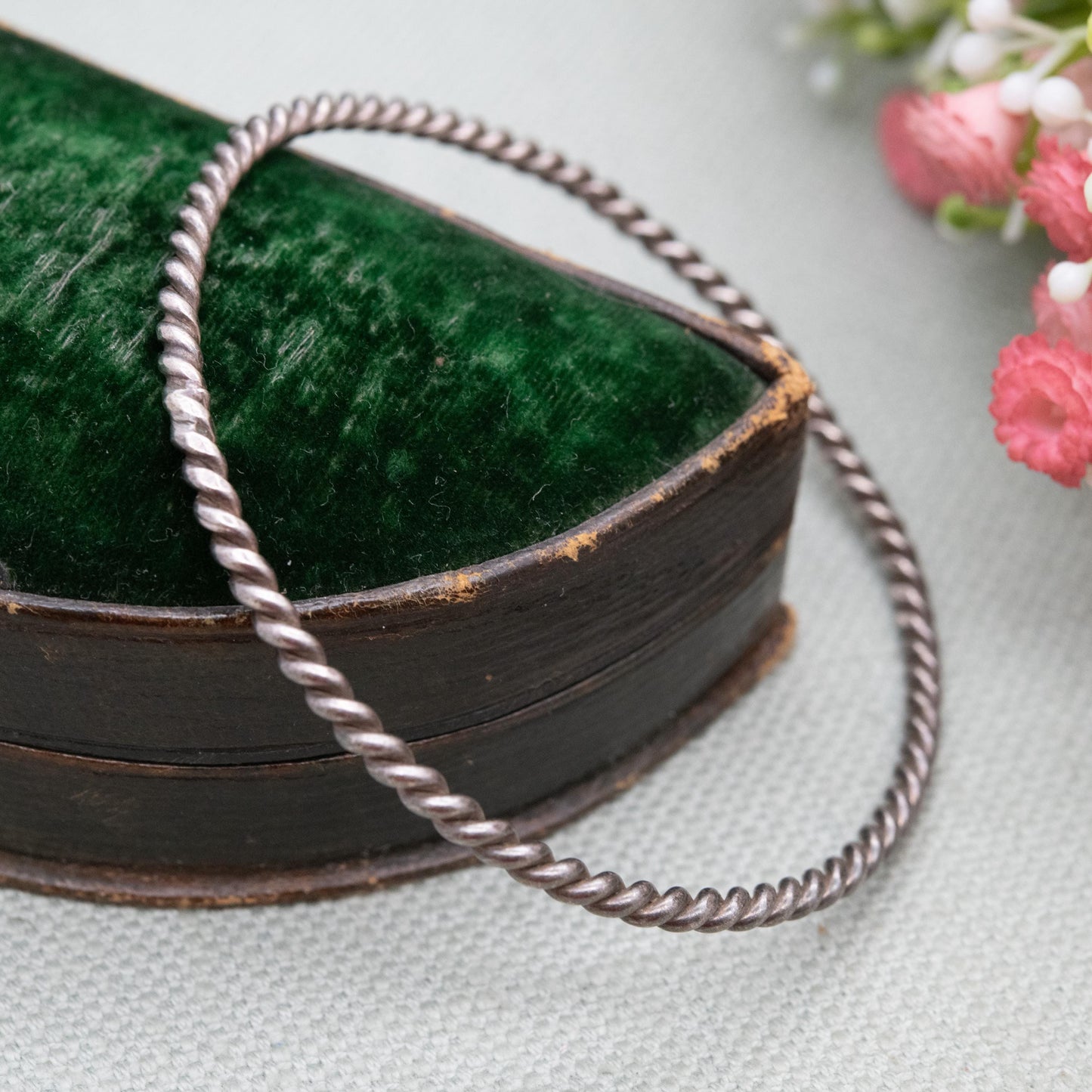 Vintage Sterling Silver Rope Twisted Bangle - Traditional Style Jewellery Gift for Her