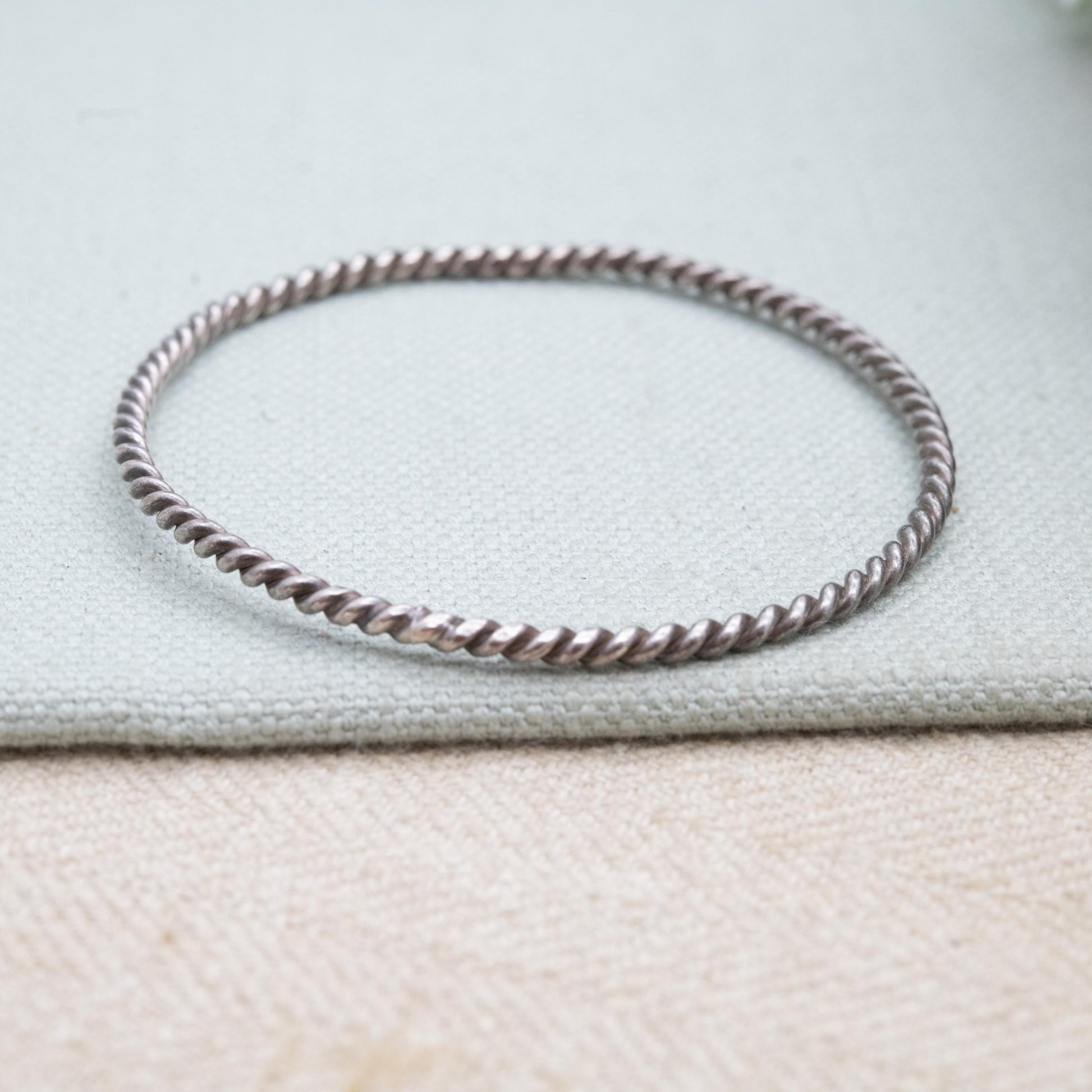Vintage Sterling Silver Rope Twisted Bangle - Traditional Style Jewellery Gift for Her