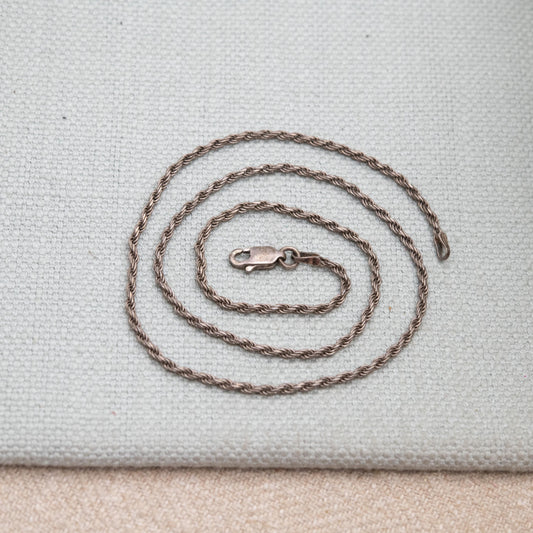 Sterling Silver Rope Twist Chain Necklace - Short Quality Silver Necklace | Unisex Necklace Gift | 16"