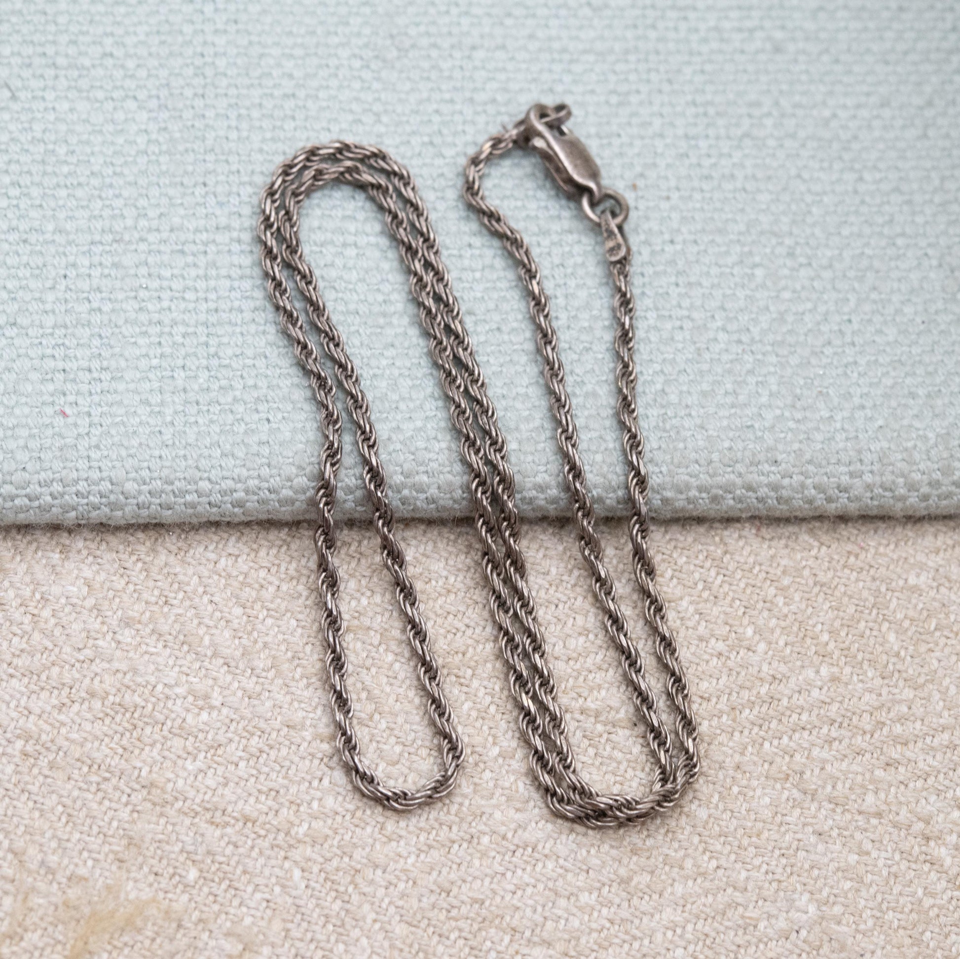 Sterling Silver Rope Twist Chain Necklace - Short Quality Silver Necklace | Unisex Necklace Gift | 16"