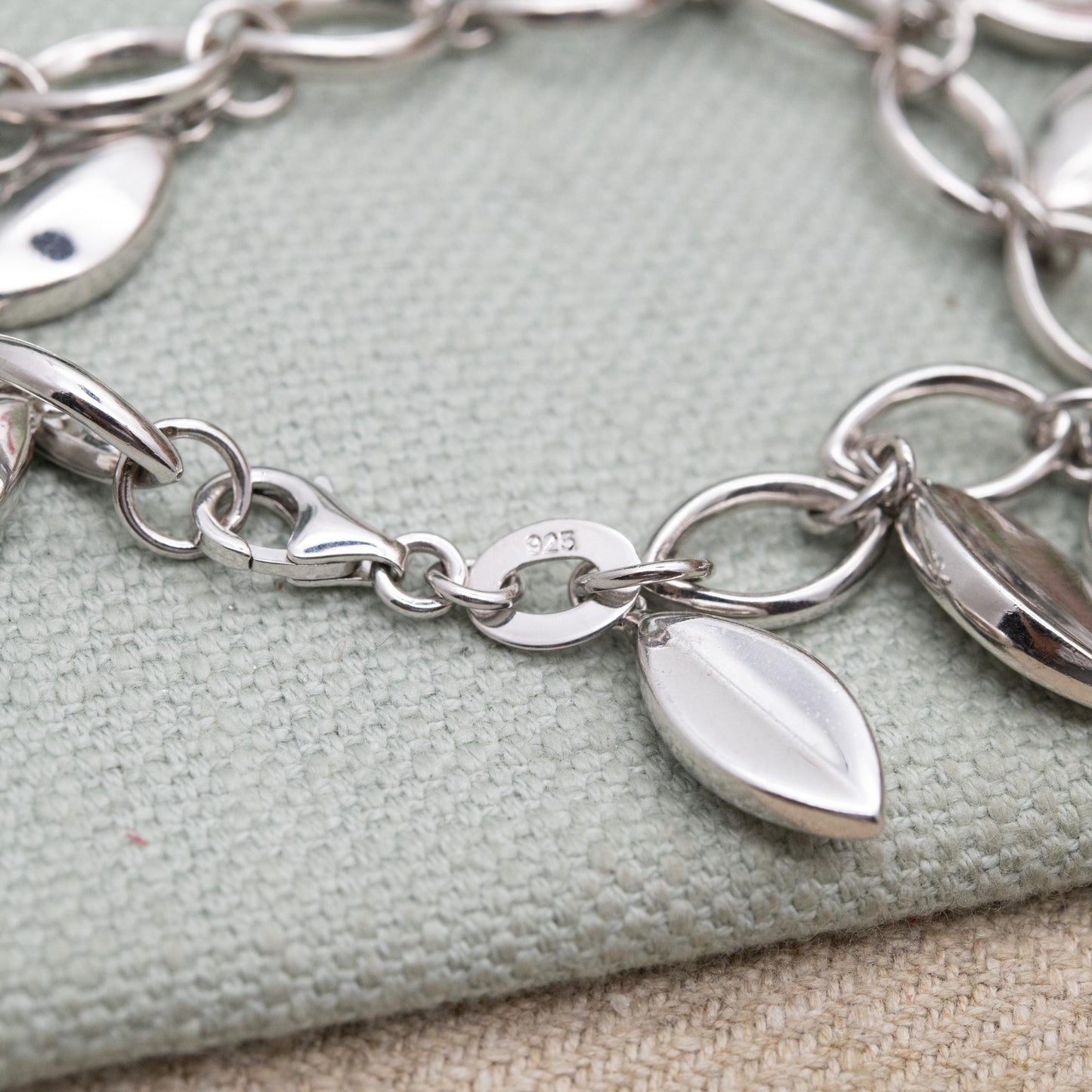 Sterling Silver Leaf Charm Bracelet - Minimalist Unisex Gift