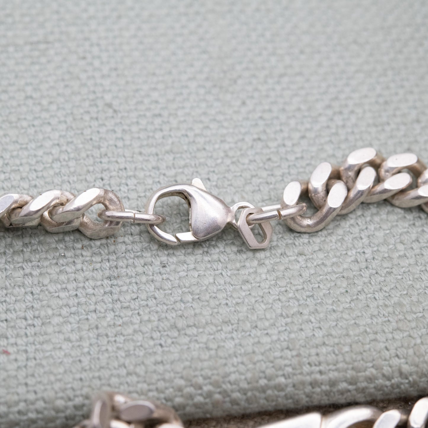 Chunky Sterling Silver Flat Curb Link Chain Necklace with Razor Spacers - Large Unisex Heavy Silver Necklace | Men's Chain | 22" Length