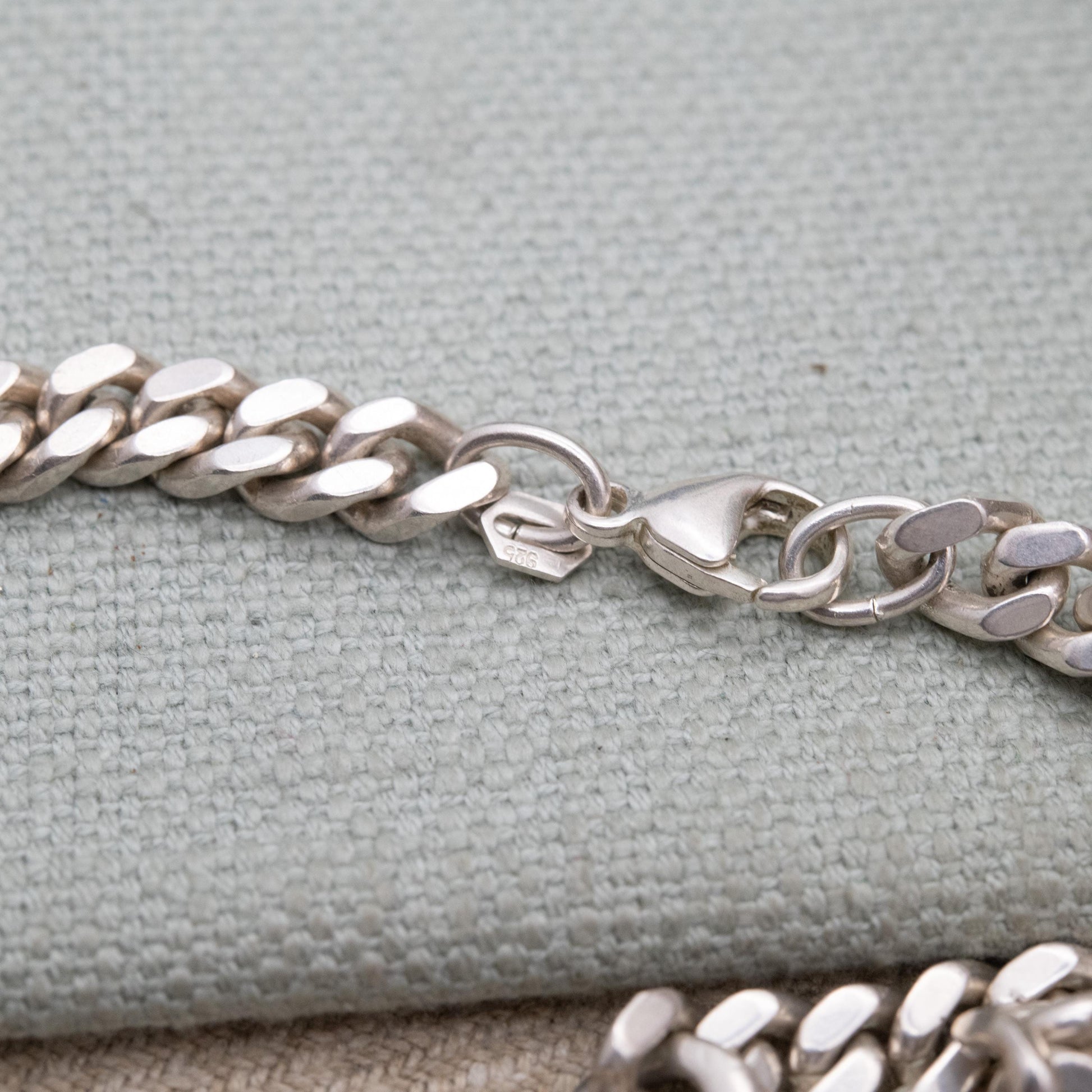 Chunky Sterling Silver Flat Curb Link Chain Necklace with Razor Spacers - Large Unisex Heavy Silver Necklace | Men's Chain | 22" Length
