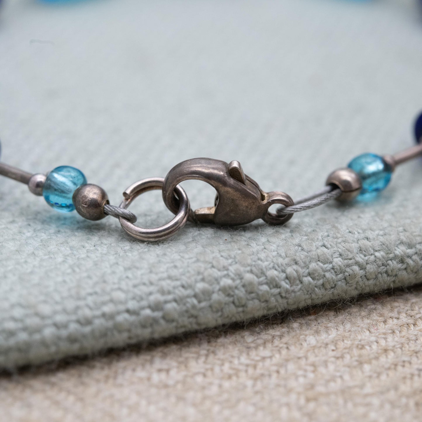 Blue Foiled Glass Bracelet - Small Blue Bracelet | Gift for Him | Gift for Her