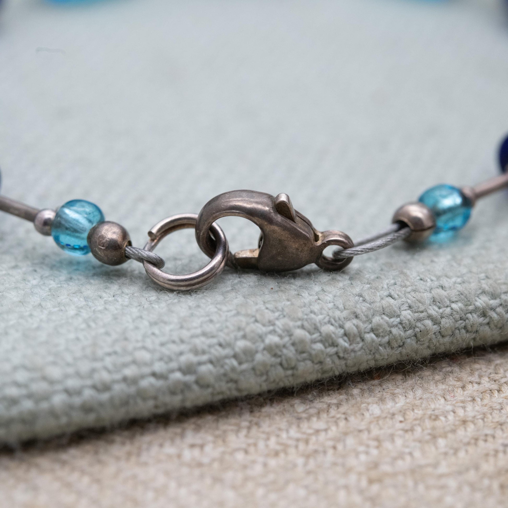 Blue Foiled Glass Bracelet - Small Blue Bracelet | Gift for Him | Gift for Her