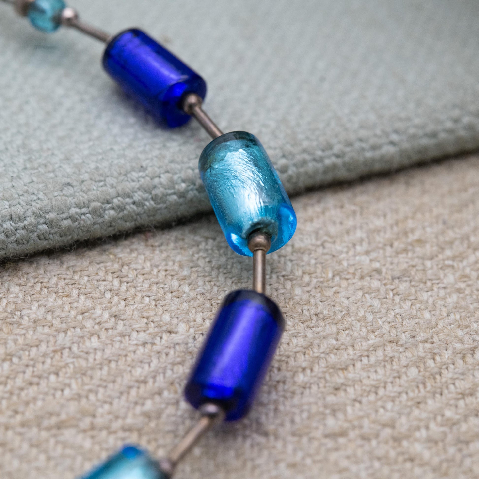 Blue Foiled Glass Bracelet - Small Blue Bracelet | Gift for Him | Gift for Her