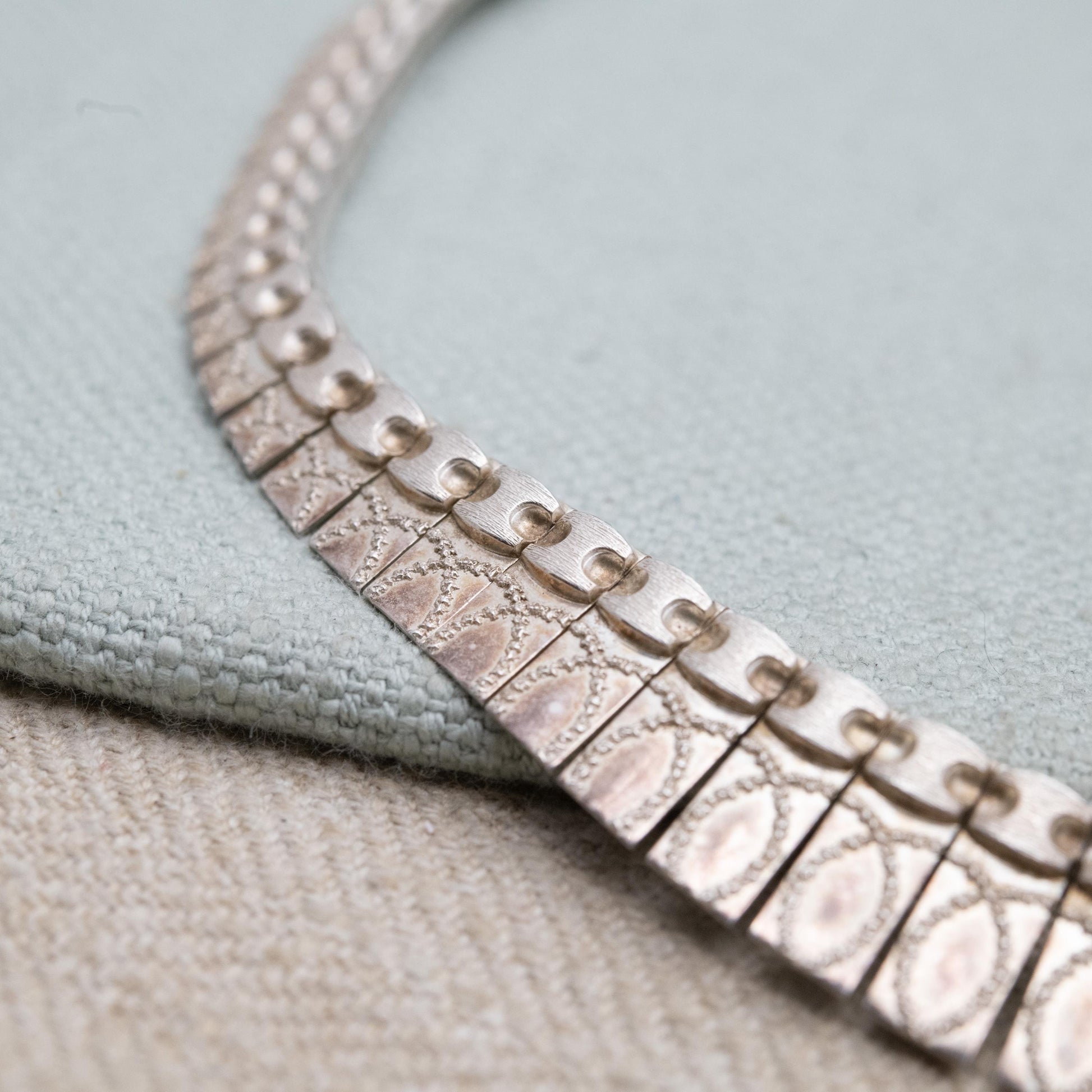 Vintage Sterling Silver Fringe Choker Necklace - Adjustable Length Textured Design