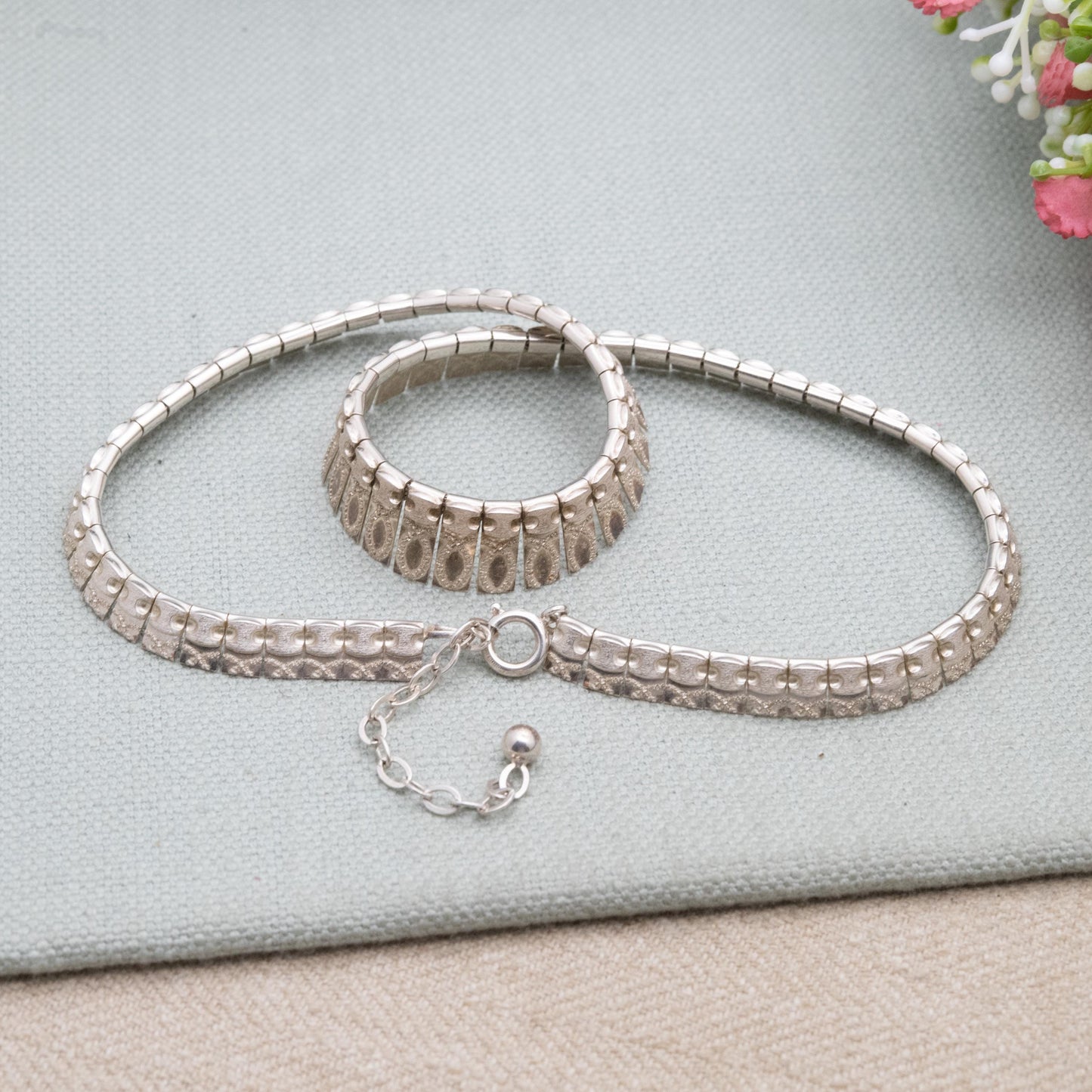 Vintage Sterling Silver Fringe Choker Necklace - Adjustable Length Textured Design