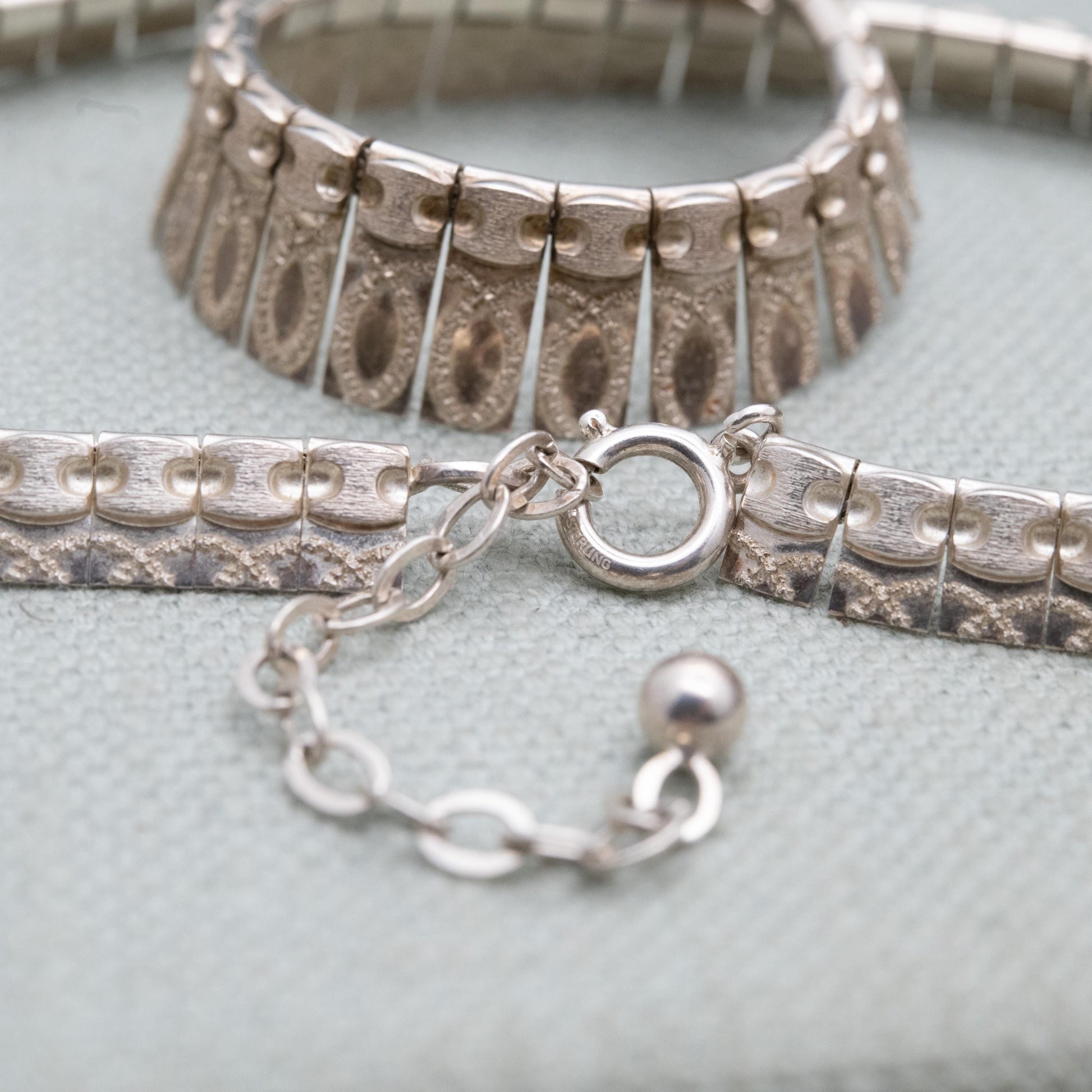 Vintage Sterling Silver Fringe Choker Necklace - Adjustable Length Textured Design