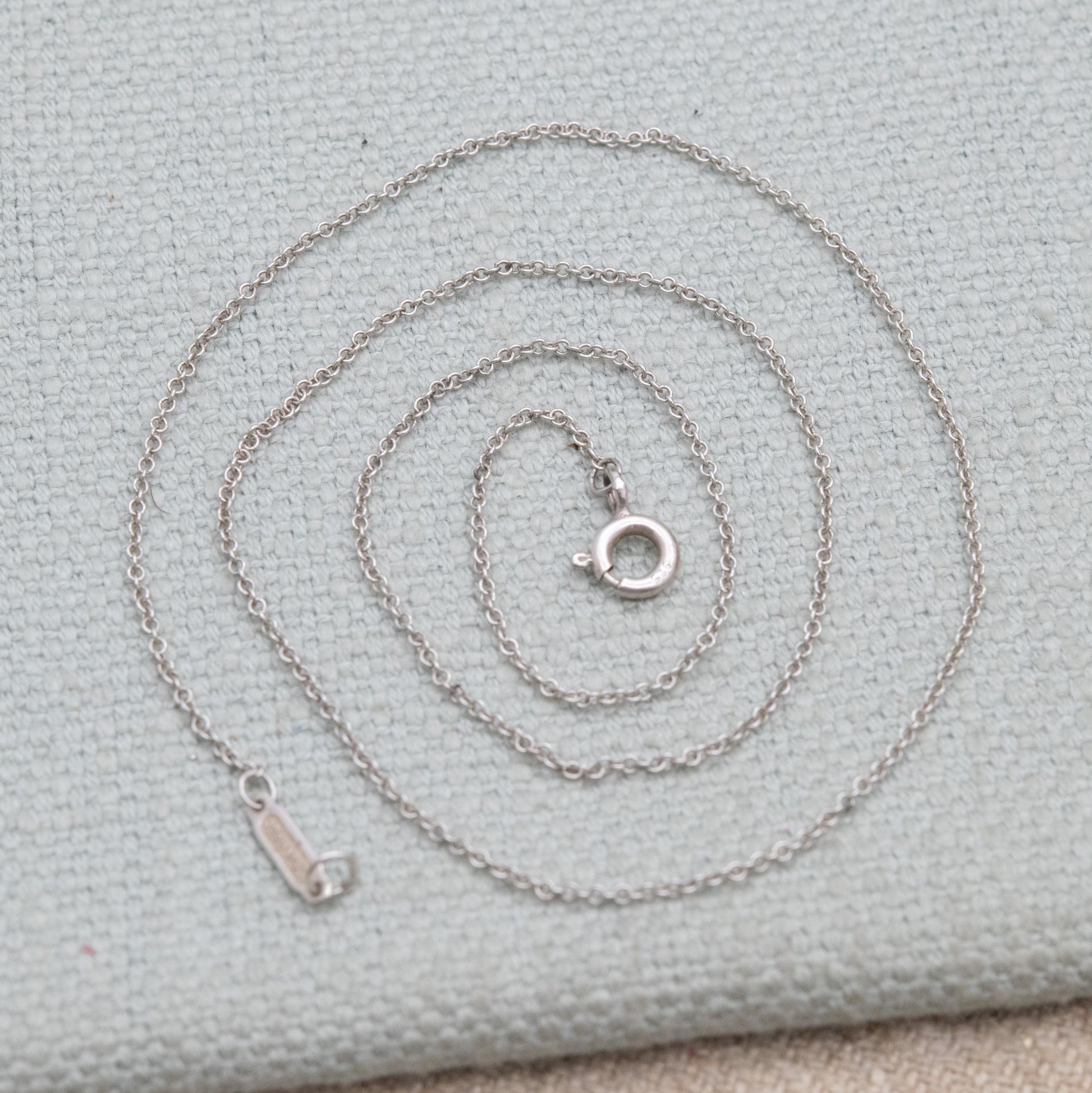 Tiffany & Co Sterling Silver Chain Necklace 16" - Genuine Signed Designer Jewellery Trace Chain for Pendant