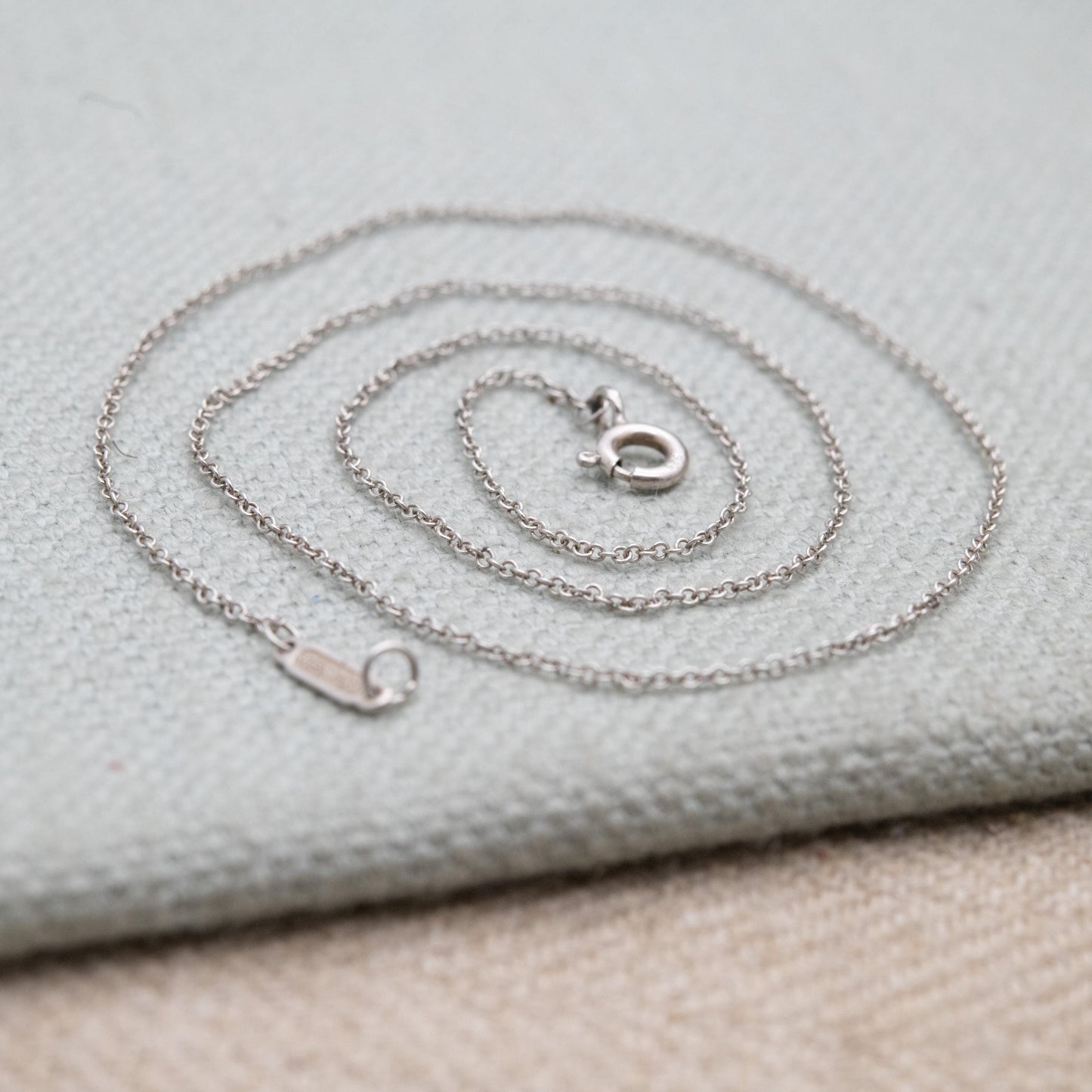 Tiffany & Co Sterling Silver Chain Necklace 16" - Genuine Signed Designer Jewellery Trace Chain for Pendant