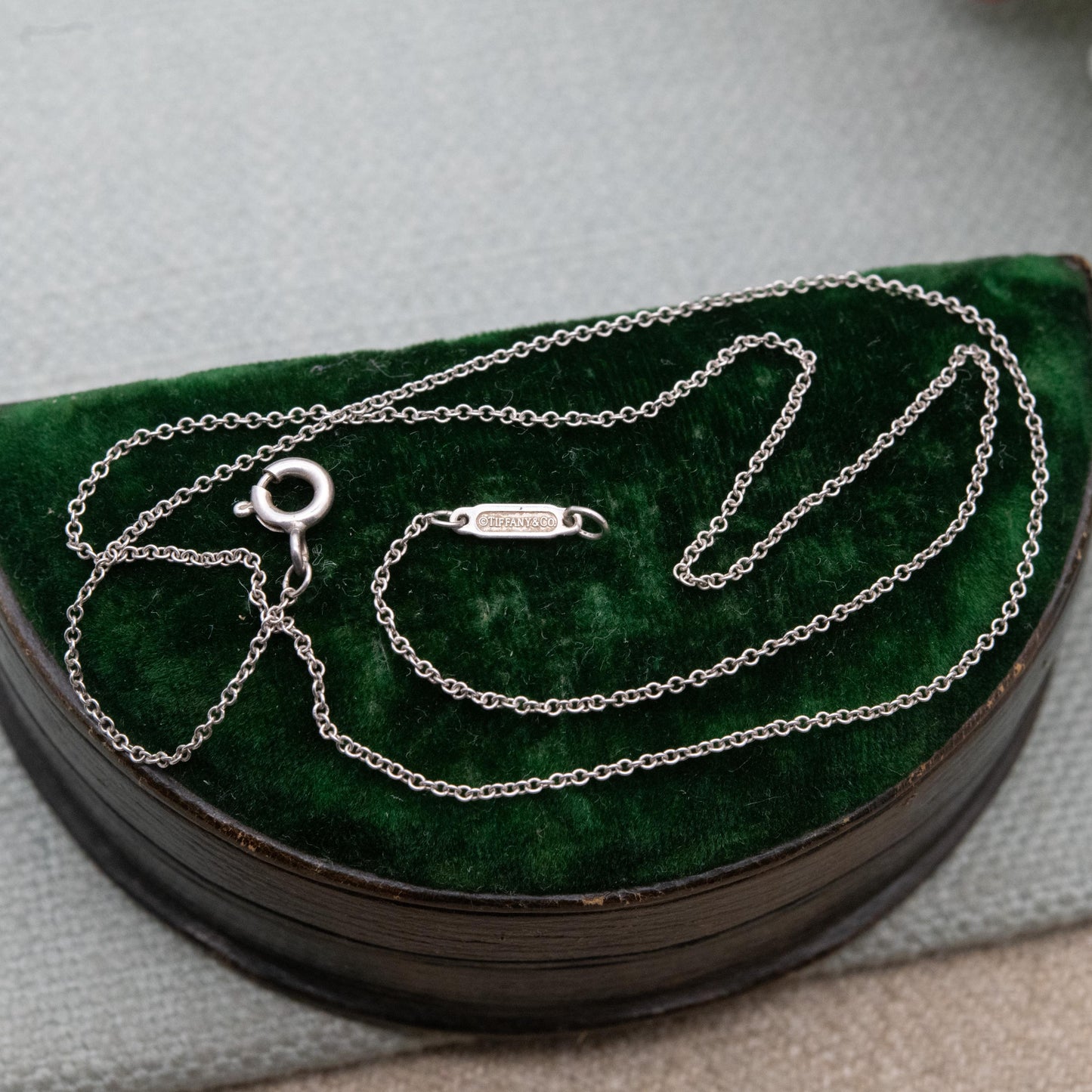 Tiffany & Co Sterling Silver Chain Necklace 16" - Genuine Signed Designer Jewellery Trace Chain for Pendant