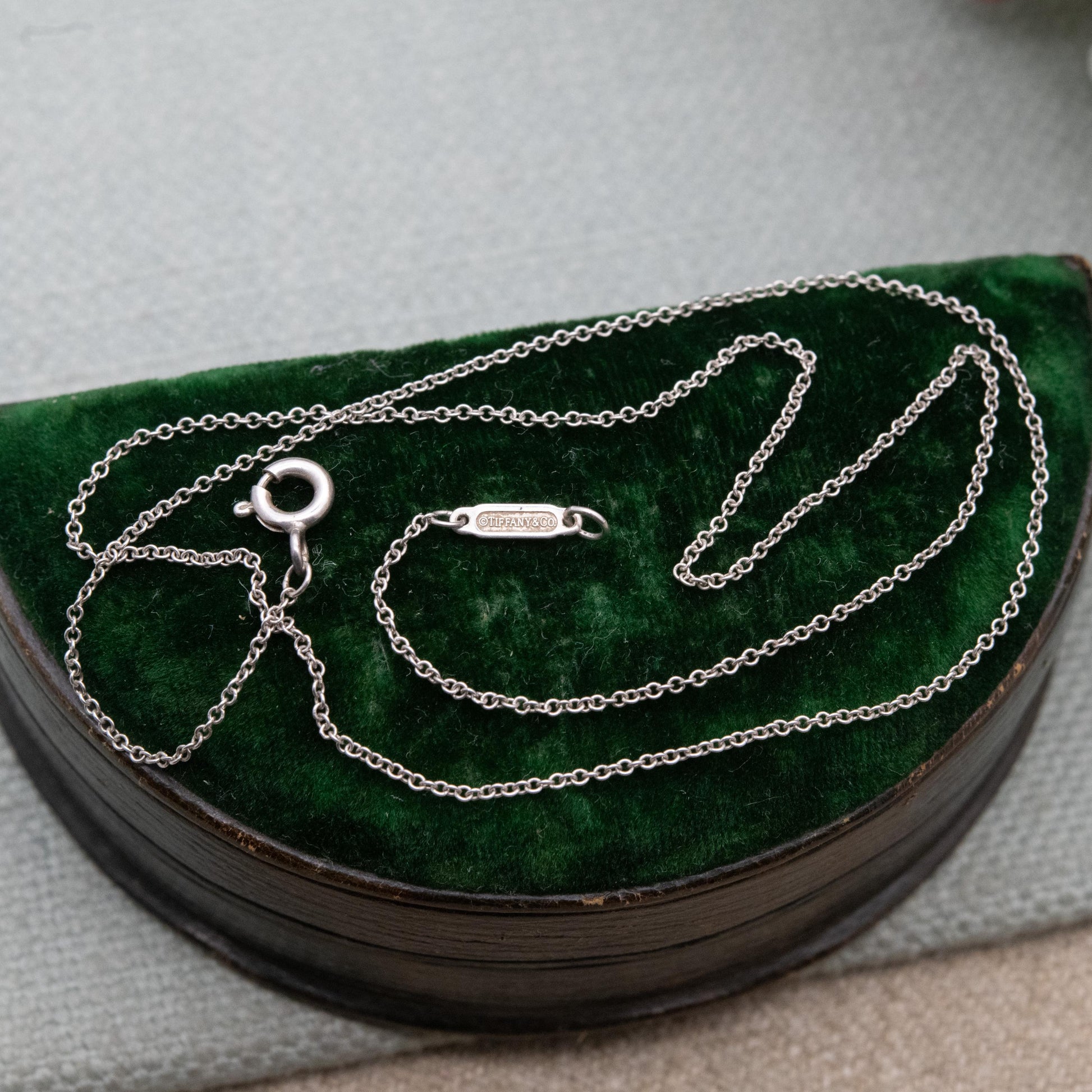 Tiffany & Co Sterling Silver Chain Necklace 16" - Genuine Signed Designer Jewellery Trace Chain for Pendant