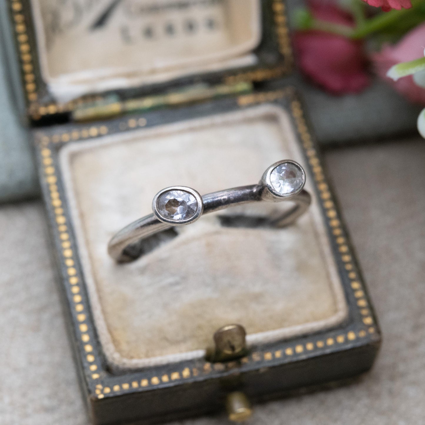 Danish Hans Henrik Nygaard HHN Sterling Silver Two Stone Ring - Minimal Stacking Ring | UK Size - R | US Size - 8 3/4