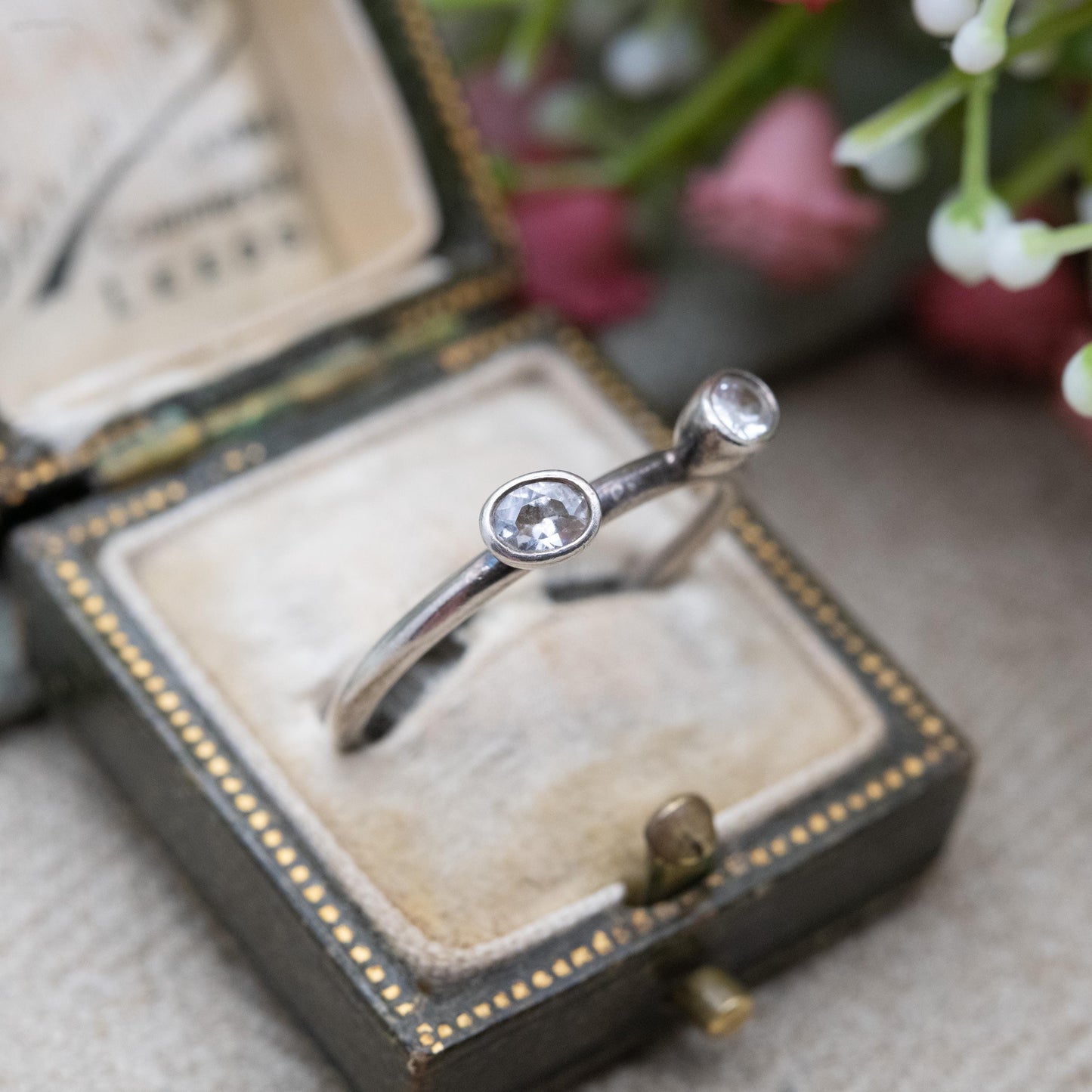 Danish Hans Henrik Nygaard HHN Sterling Silver Two Stone Ring - Minimal Stacking Ring | UK Size - R | US Size - 8 3/4