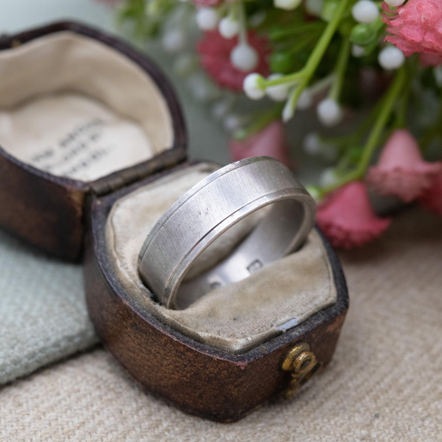 Vintage Sterling Silver Unisex Band Ring - Large Minimalist Brushed Deign | UK Size - U | US Size - 10