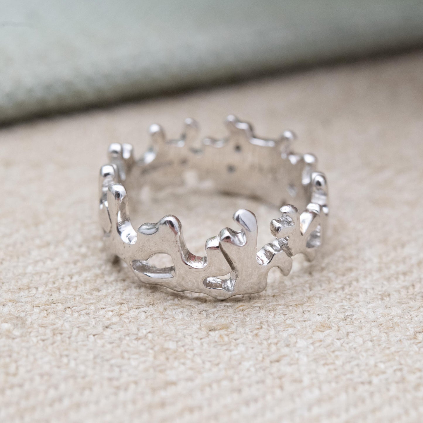 Vintage Sterling Silver Figural Band Ring - Minimalist Chunky Wave Band | UK Size - K 1/2 | US Size - 5 3/4