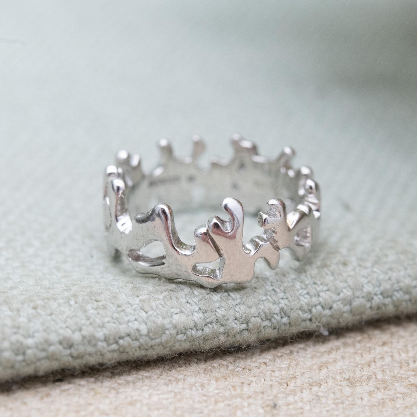 Vintage Sterling Silver Figural Band Ring - Minimalist Chunky Wave Band | UK Size - K 1/2 | US Size - 5 3/4