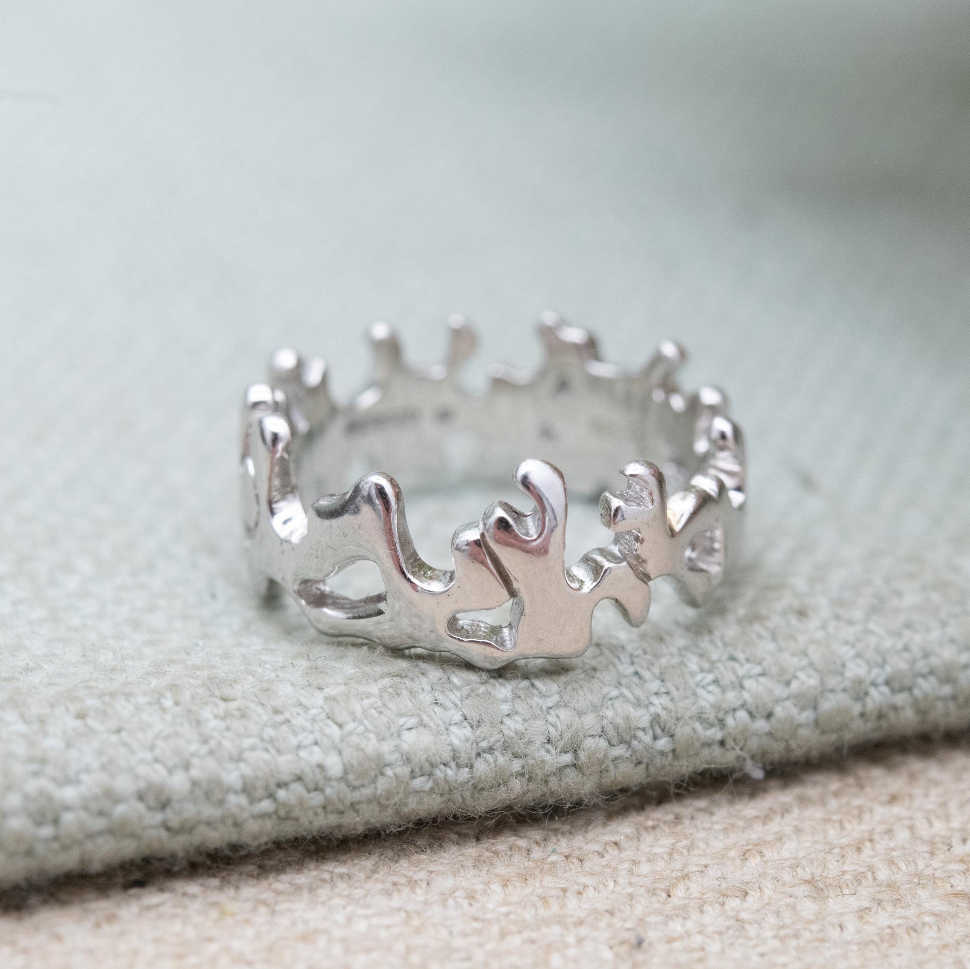 Vintage Sterling Silver Figural Band Ring - Minimalist Chunky Wave Band | UK Size - K 1/2 | US Size - 5 3/4