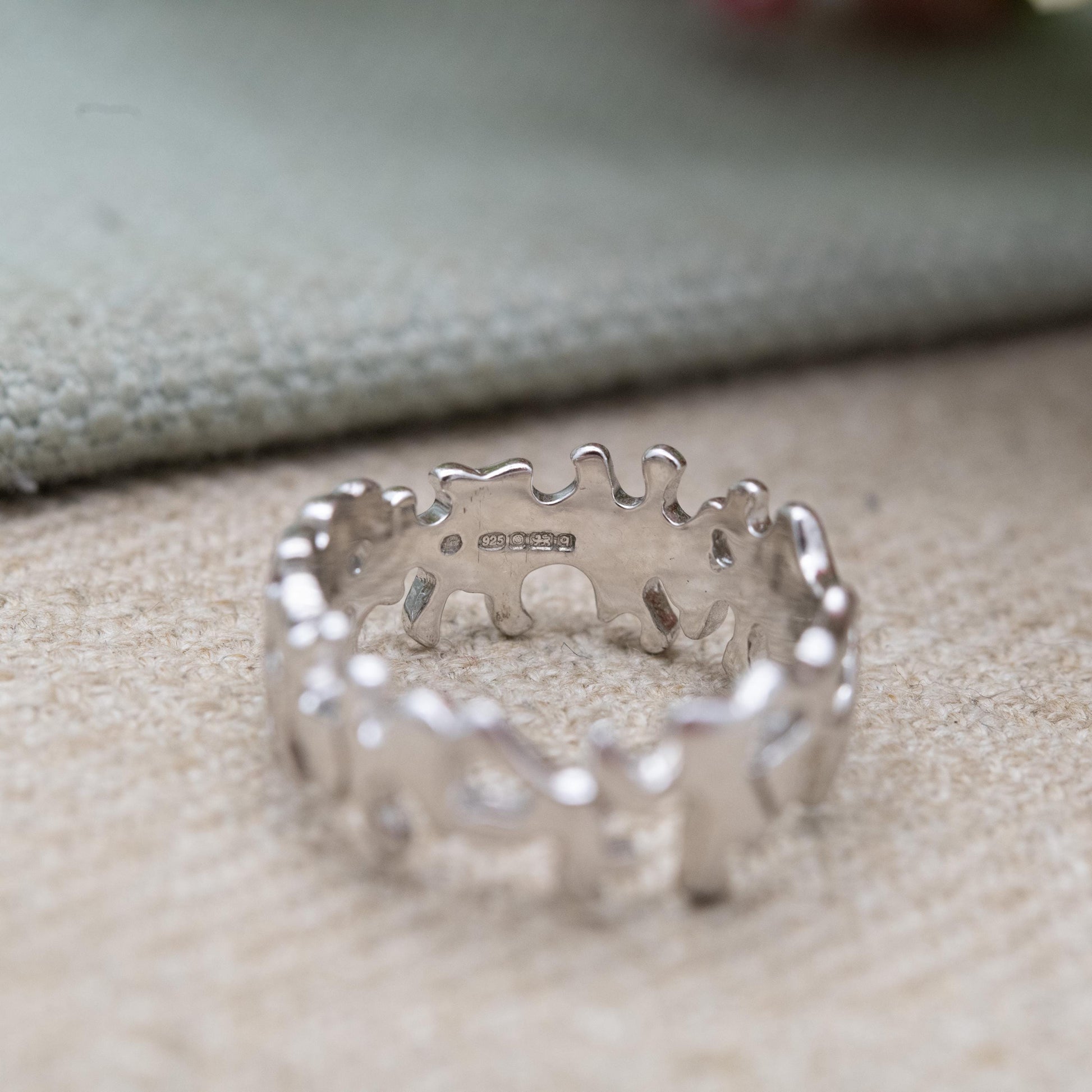 Vintage Sterling Silver Figural Band Ring - Minimalist Chunky Wave Band | UK Size - K 1/2 | US Size - 5 3/4