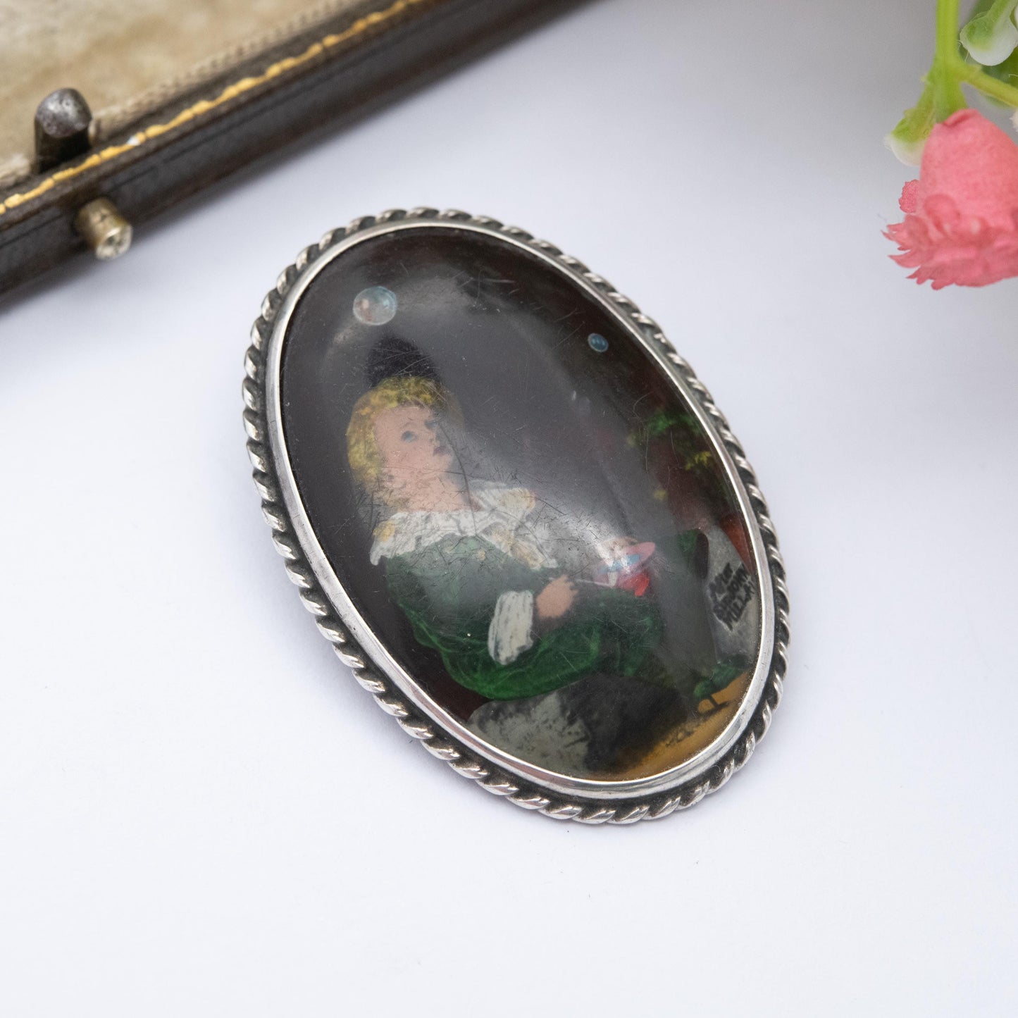 True Vintage Sterling Silver Miniature Portrait Brooch of Bubbles by John Everett - Made in England | Collectable Gift