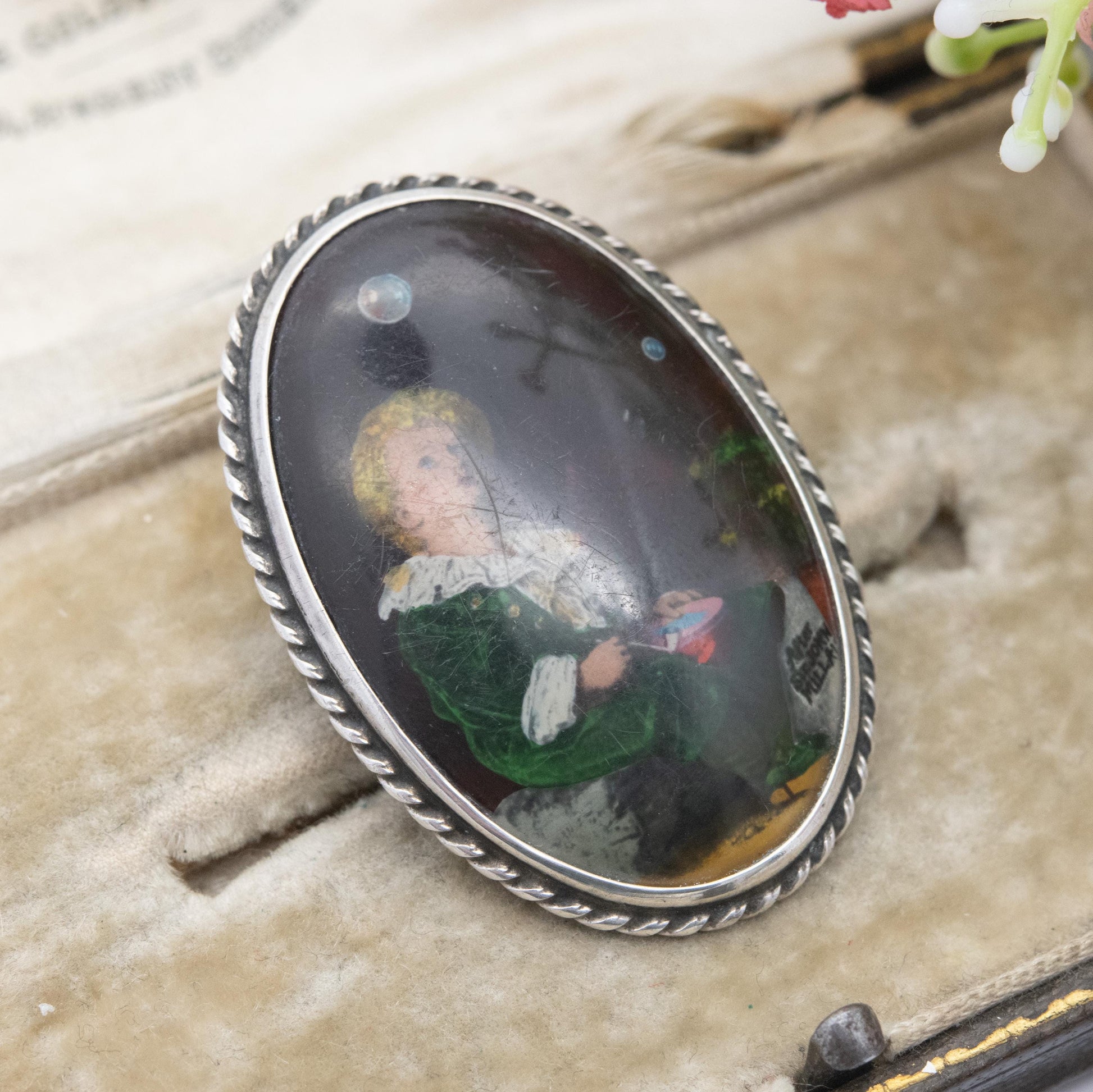 True Vintage Sterling Silver Miniature Portrait Brooch of Bubbles by John Everett - Made in England | Collectable Gift