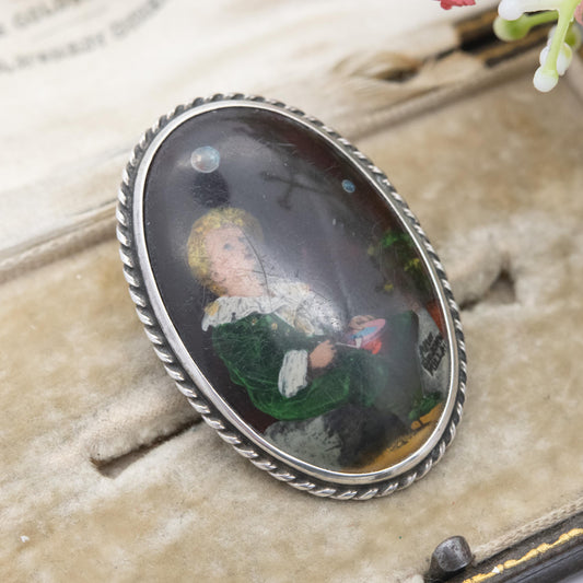 True Vintage Sterling Silver Miniature Portrait Brooch of Bubbles by John Everett - Made in England | Collectable Gift