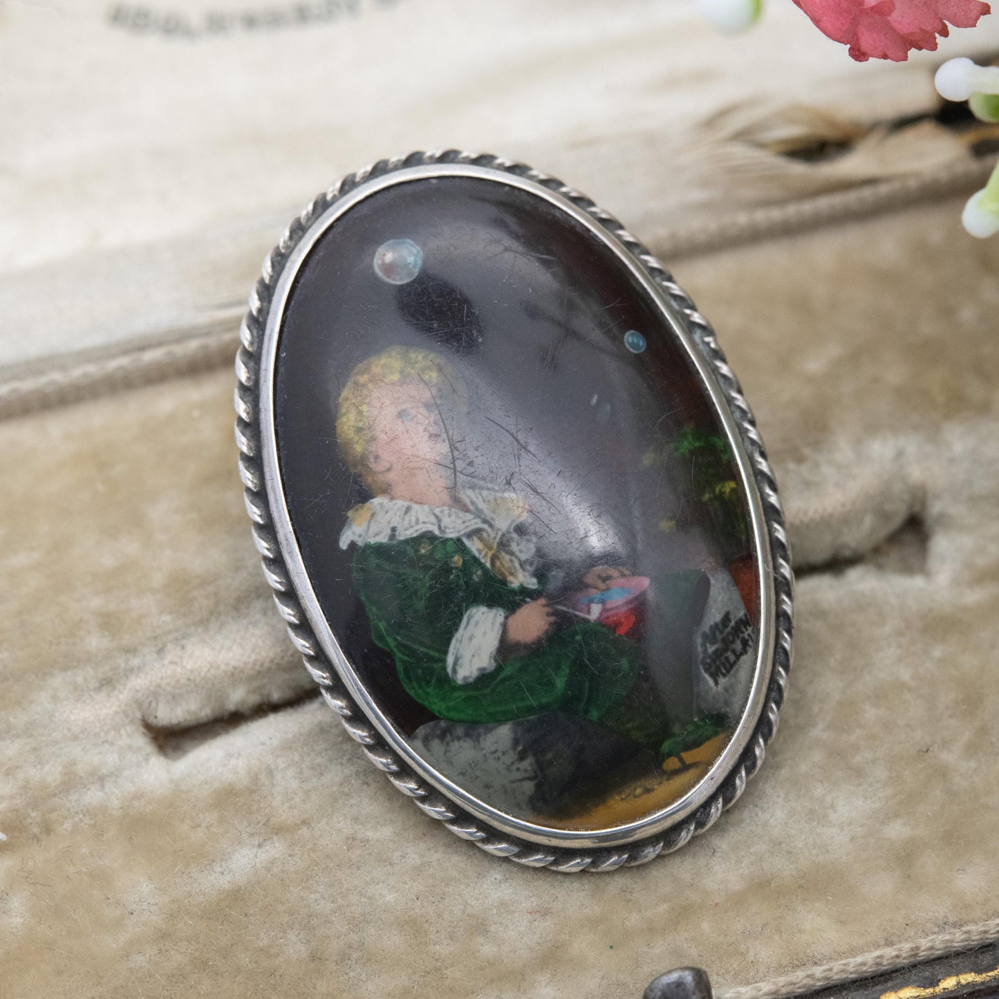 True Vintage Sterling Silver Miniature Portrait Brooch of Bubbles by John Everett - Made in England | Collectable Gift