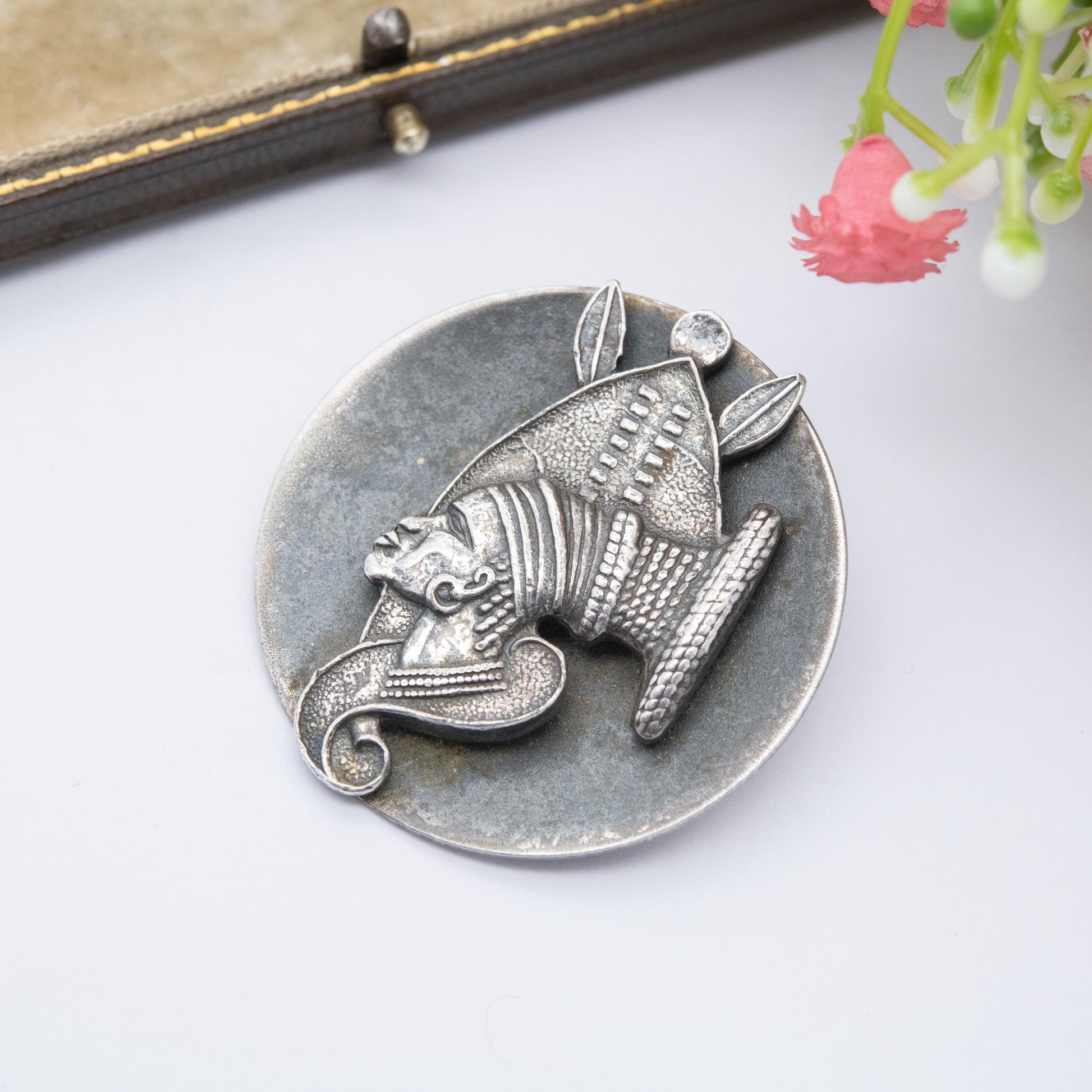 Vintage Simba African Warrior Brooch - Large African Designer Jewellery
