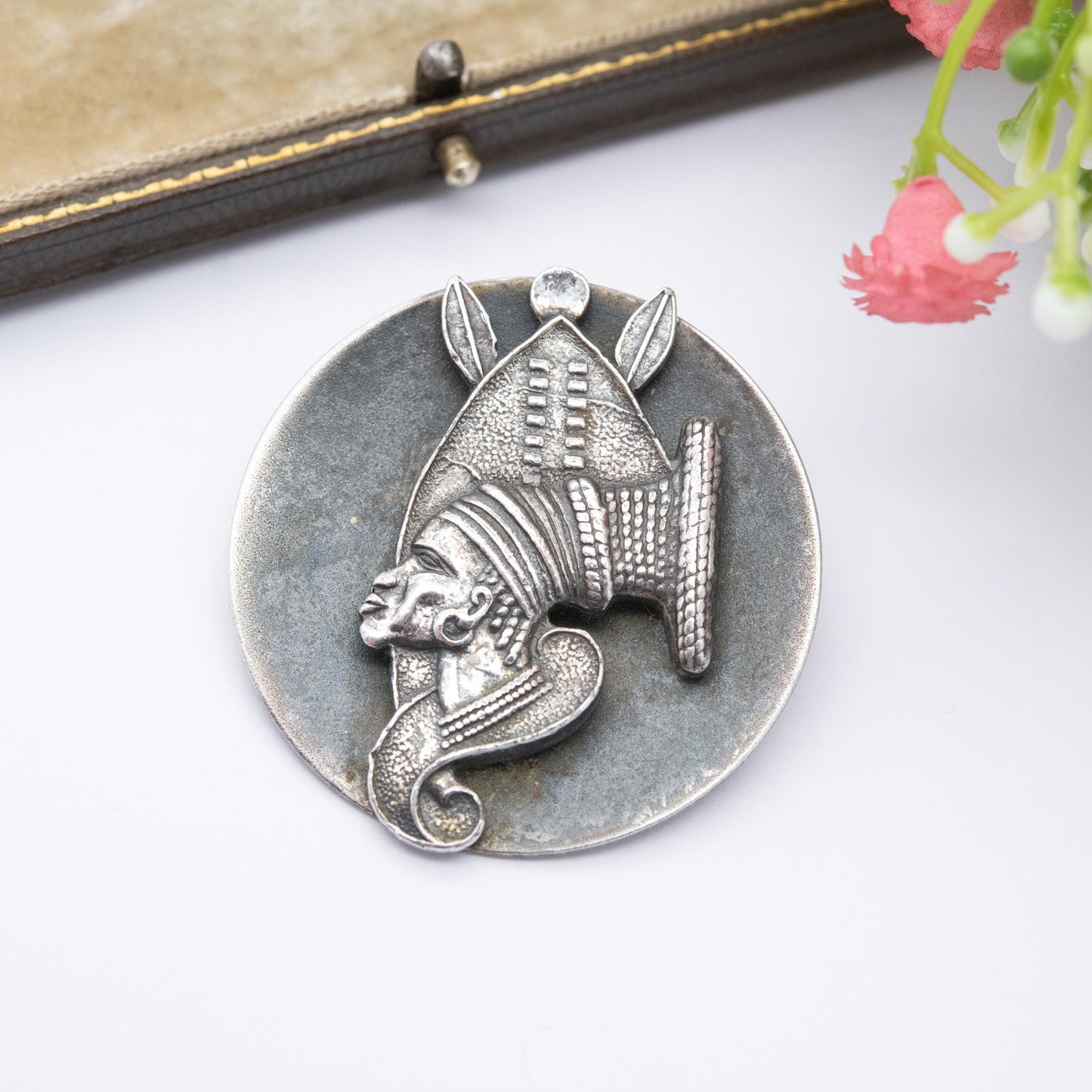 Vintage Simba African Warrior Brooch - Large African Designer Jewellery