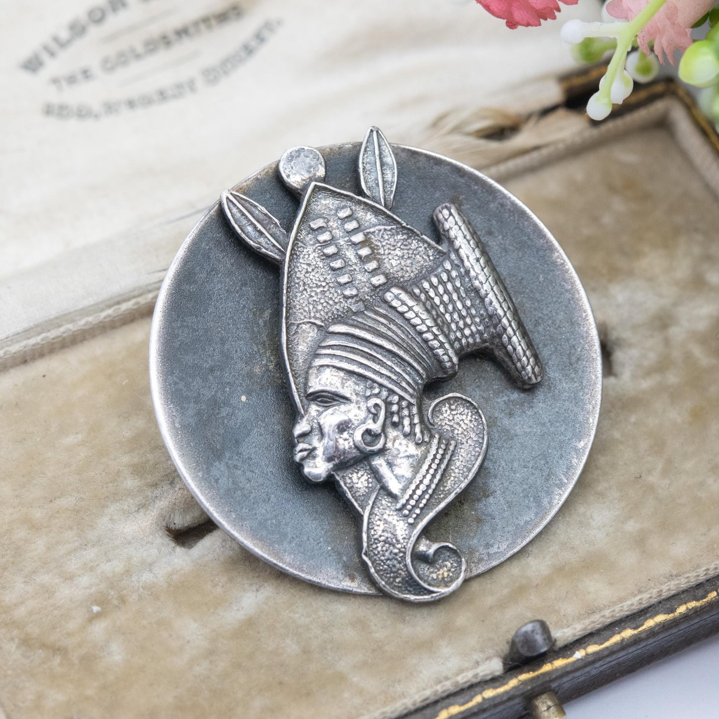 Vintage Simba African Warrior Brooch - Large African Designer Jewellery