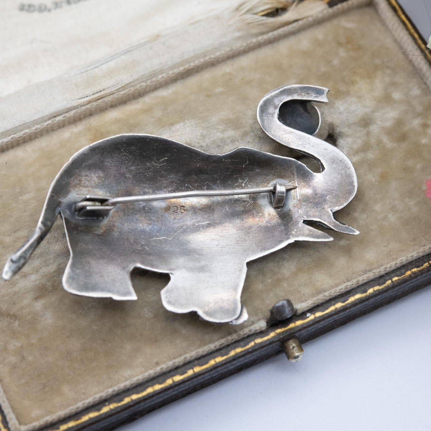 Vintage Mexican Sterling Silver Elephant Brooch - Geometric and Rope Twist Design | Gift for Animal Lover