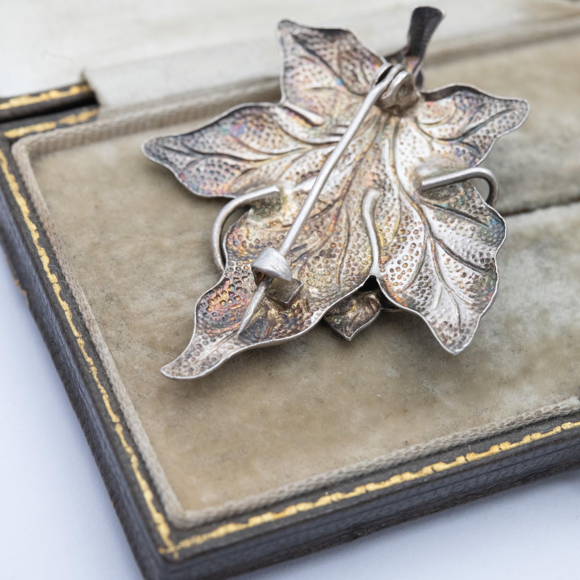 Vintage Sterling Silver Flower and Leaf Brooch - Mid-Century Floral Jewellery | Nature Lover | Gift for Her