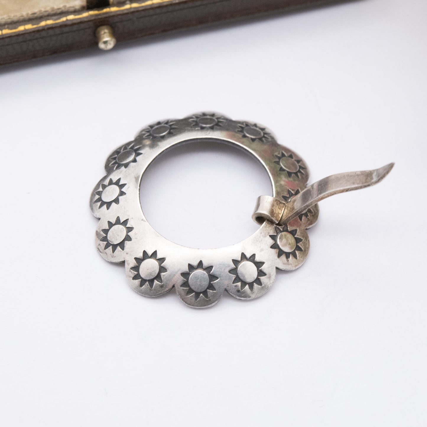 Vintage Silver South Western Belt Buckle with Sun Design - Navajo Jewellery Gift for Her