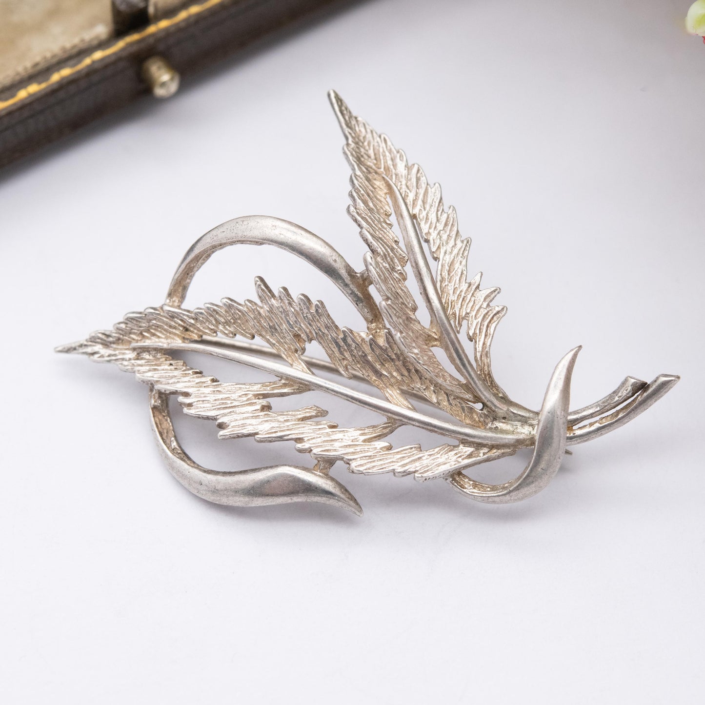 Vintage Sterling Silver Leaf Brooch - Mid-Century Floral Jewellery | Gift for Nature Lover