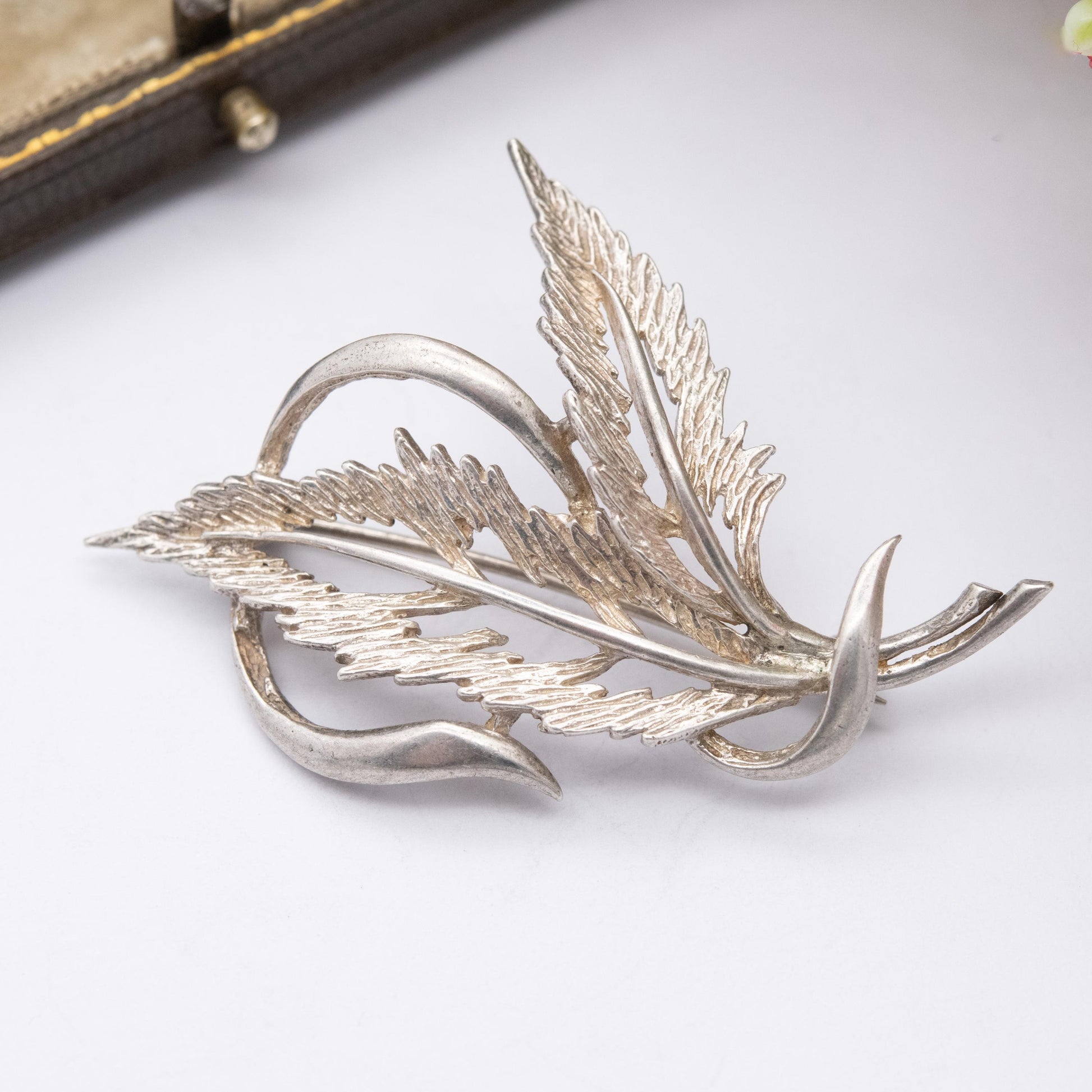 Vintage Sterling Silver Leaf Brooch - Mid-Century Floral Jewellery | Gift for Nature Lover