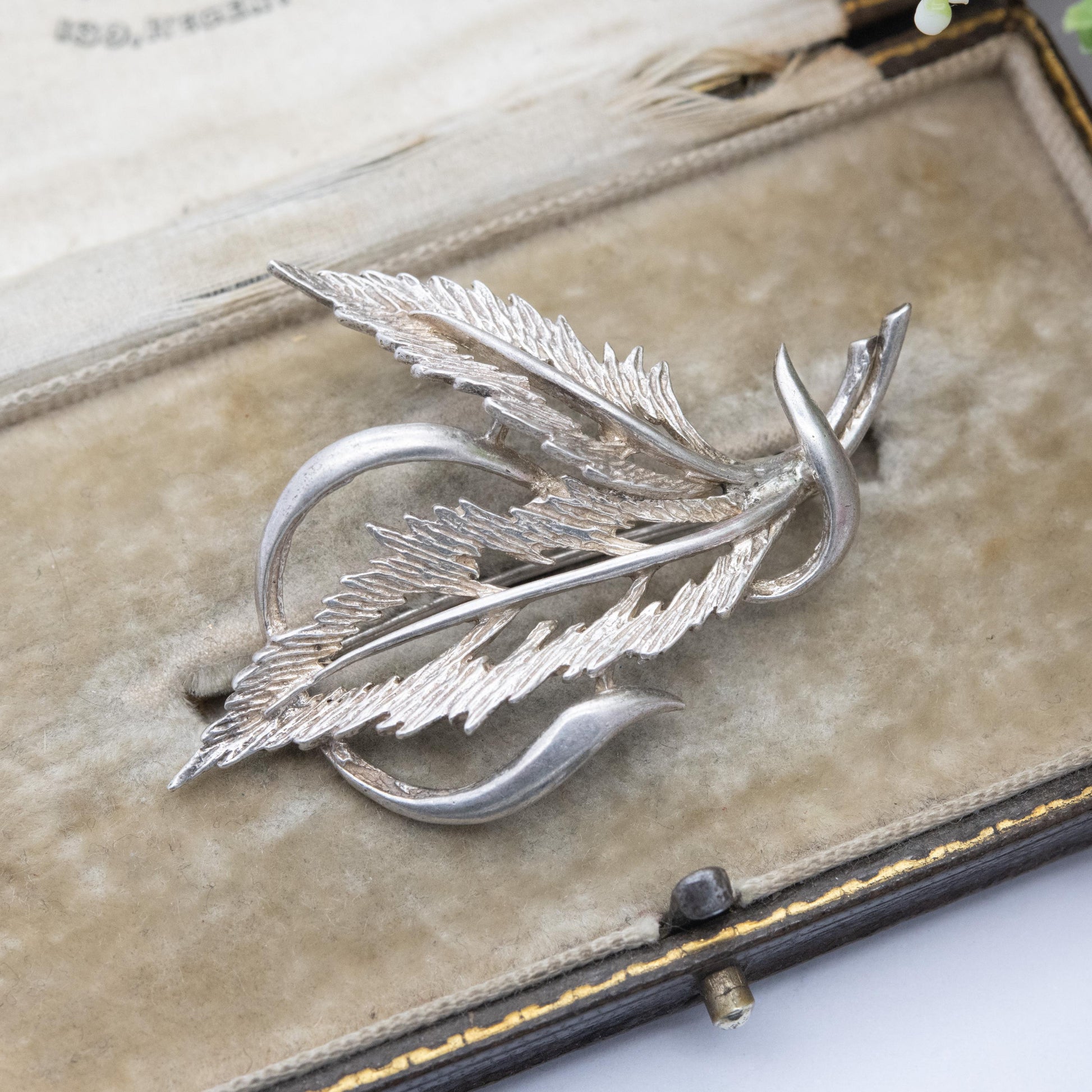Vintage Sterling Silver Leaf Brooch - Mid-Century Floral Jewellery | Gift for Nature Lover
