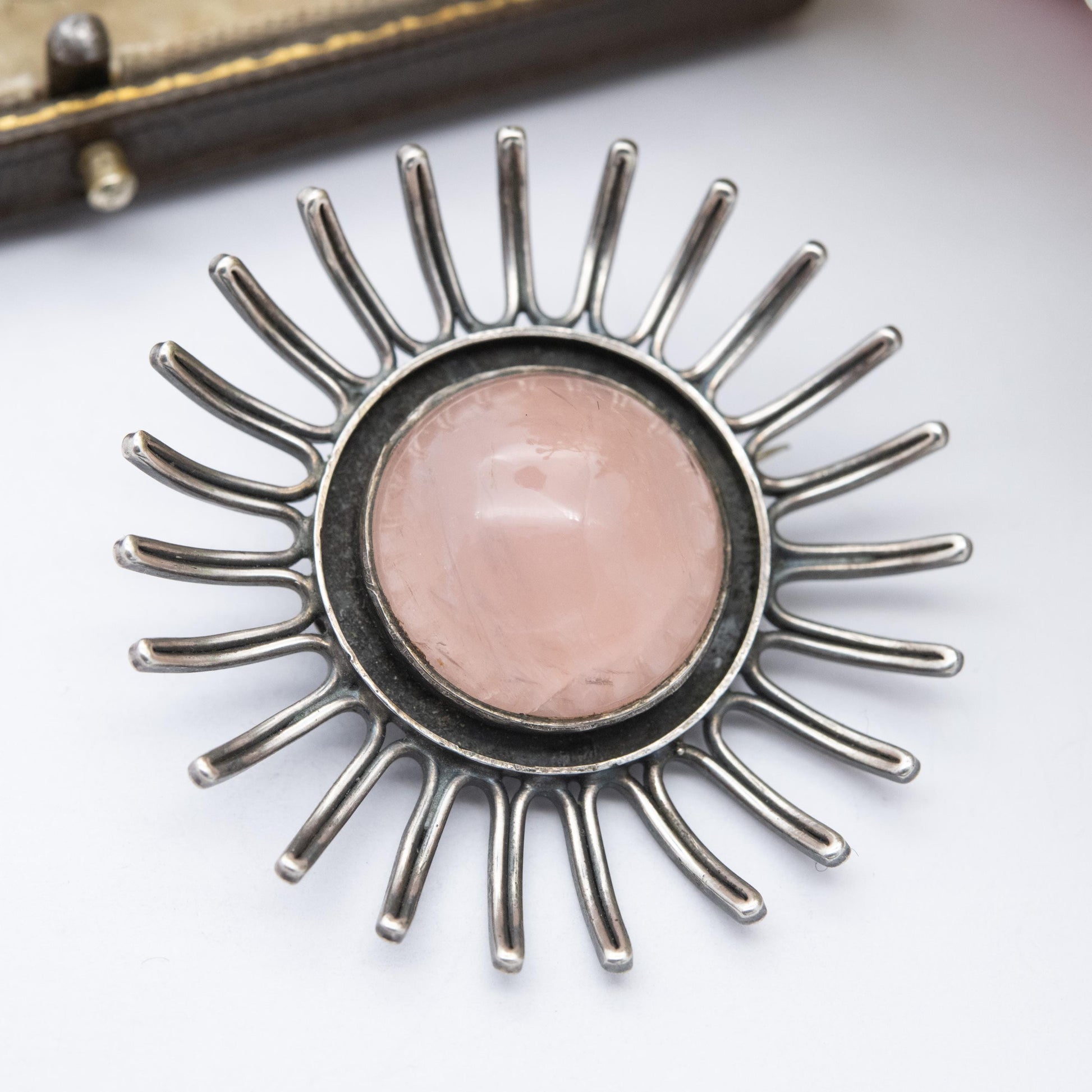 Vintage Scandinavian 835 Silver Rose Quartz Flower Brooch - Nice Quality Pink Gemstone | Gift for Her