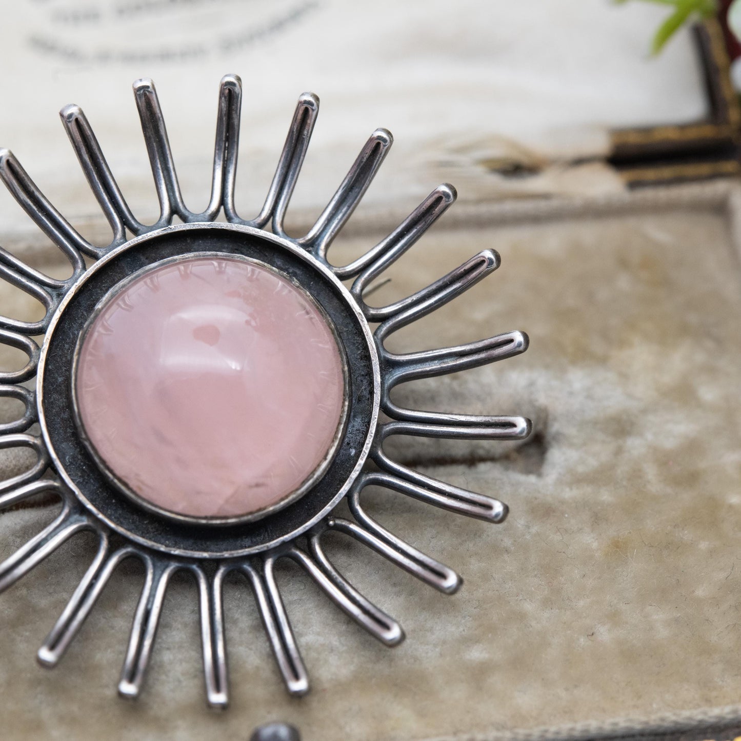 Vintage Scandinavian 835 Silver Rose Quartz Flower Brooch - Nice Quality Pink Gemstone | Gift for Her