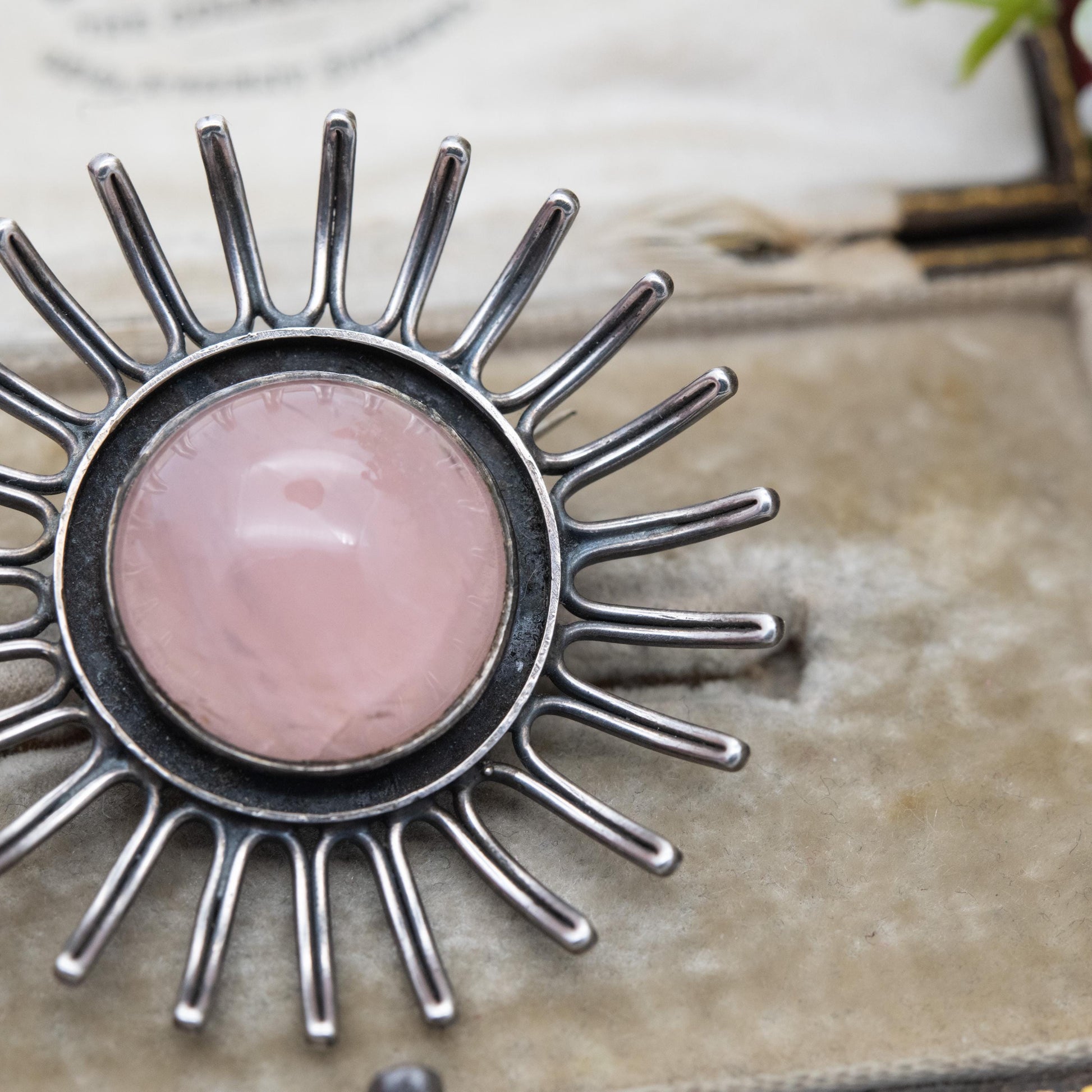 Vintage Scandinavian 835 Silver Rose Quartz Flower Brooch - Nice Quality Pink Gemstone | Gift for Her