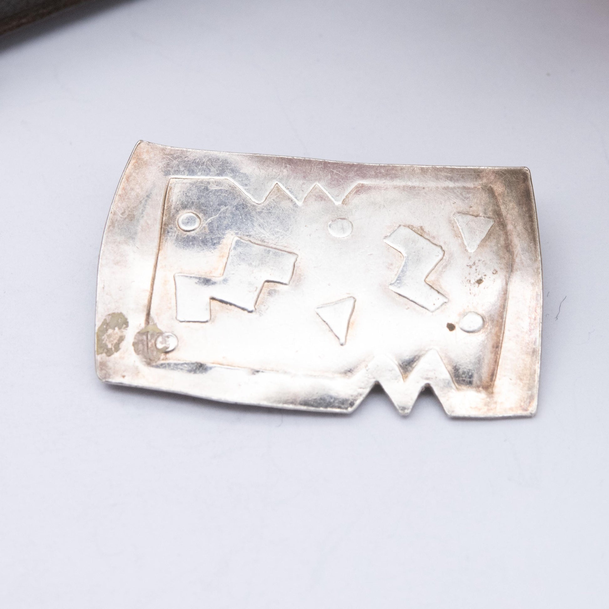 Vintage Mesoamerican Sterling Silver Brooch - Modernist Mexican Geometric Design | Souvenir Gift