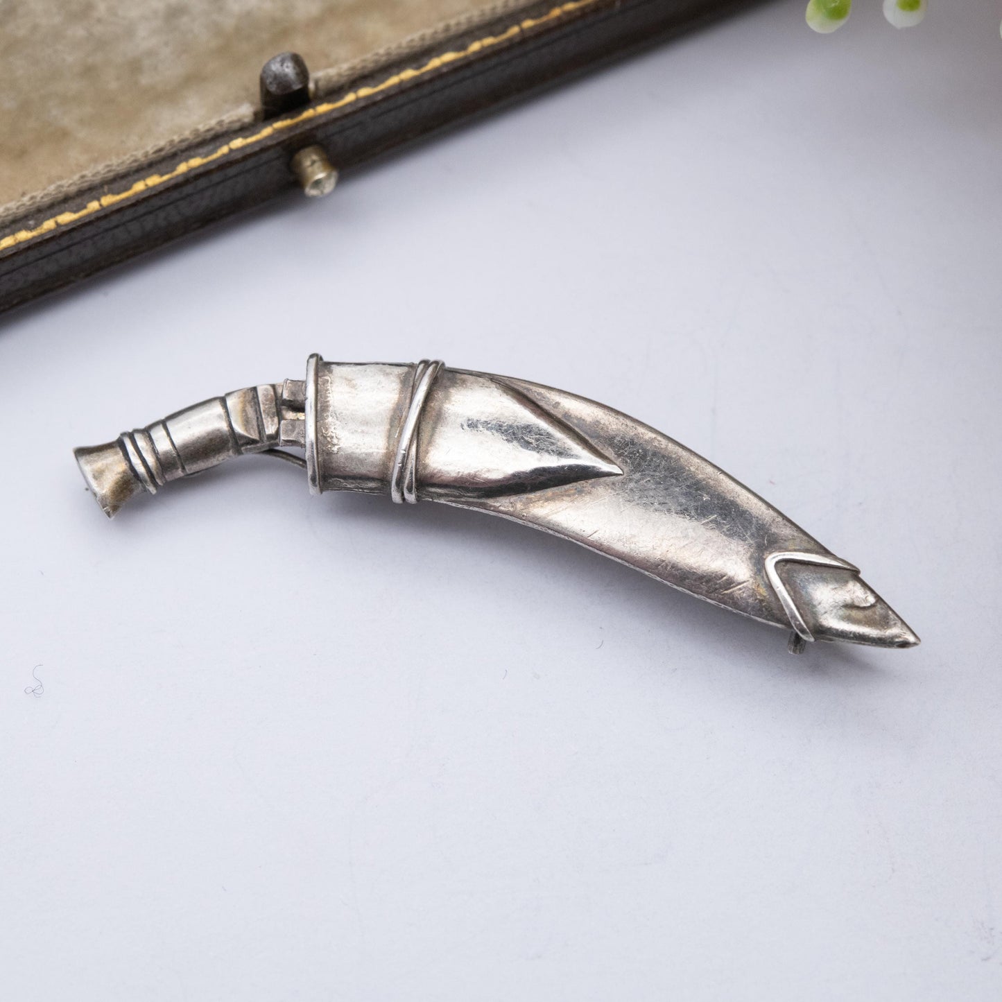 Vintage Silver Gurkha Khukuri Brooch - Nepalese Traditional Knife | British Armed Forces Tie Pin