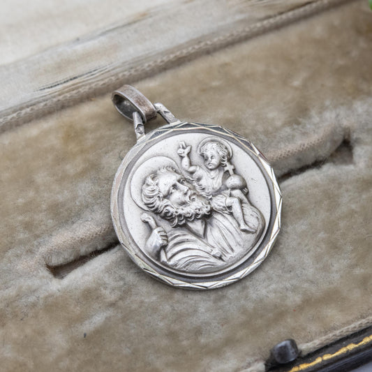 Vintage Silver St. Christopher Pendant - Quality Embossed Relief | Saint of Travelling